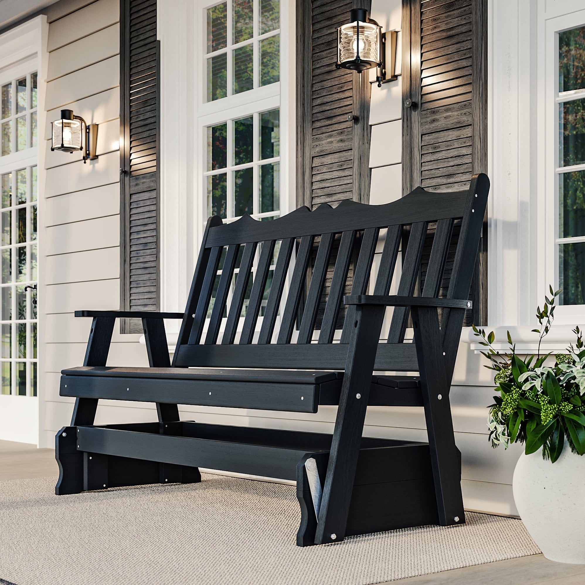 Keystone Amish Co. York Recycled Plastic Porch Glider - Outdoor Patio Swing for Garden, Deck & Backyard Relaxation