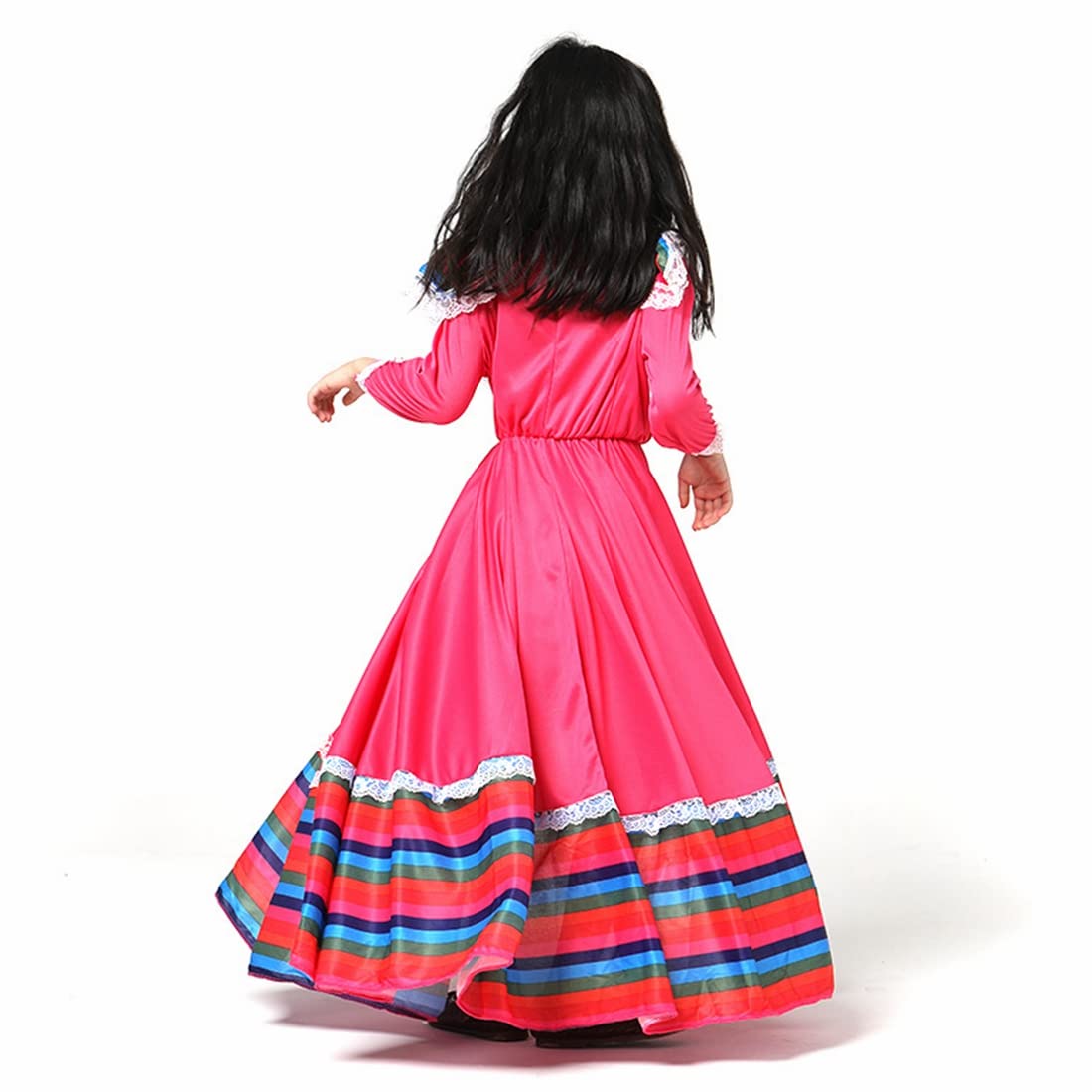 CAFELE Mexican Traditional Dress for Girls - National Style Fancy Princess Costume for Halloween, Carnival, Birthday Parties | Perfect for Dance Performances & Cultural Events
