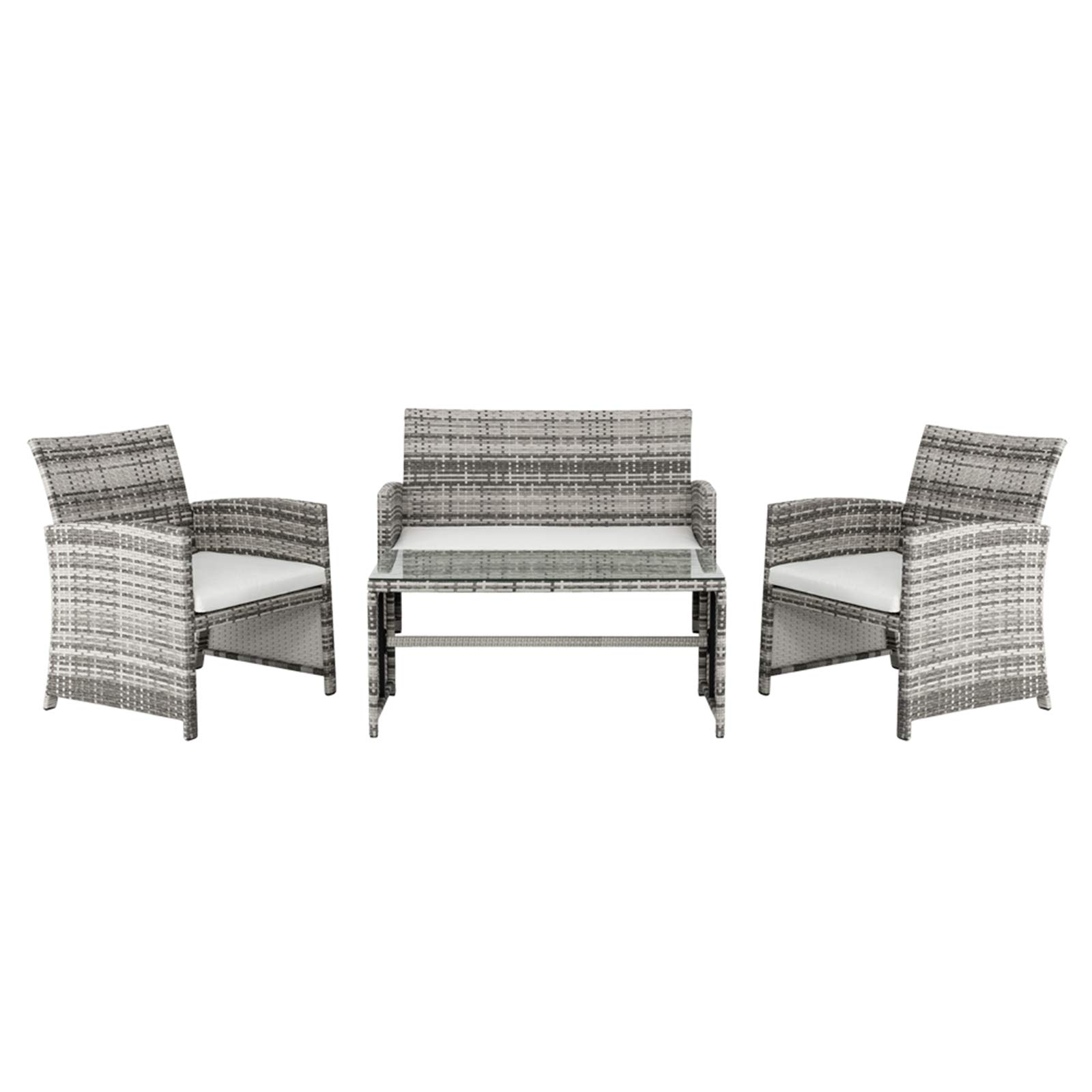 4-Piece Modular Sectional Sofa Set with Double Seat, 2 Single Seats & Coffee Table - Gray Gradient for Living Room, Lounge, or Office