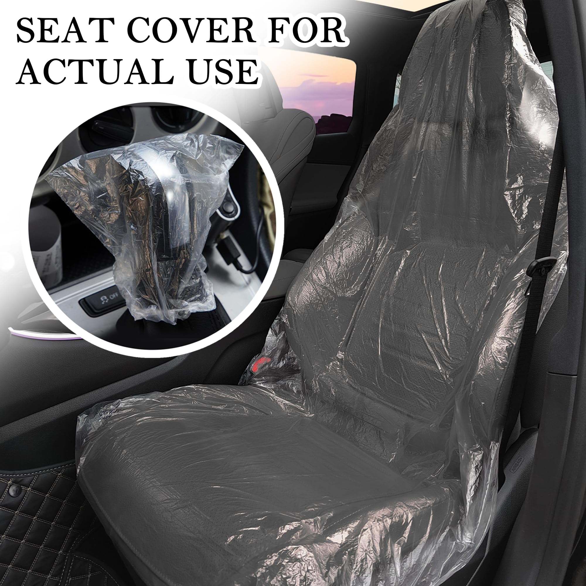 40PCs Plastic Car Seat Covers Set - Dustproof PE Disposable Steering Wheel Cover, Gear Shift Protector & Floor Mats for Auto Interior Protection | Perfect for Road Trips, Daily Commute & Vehicle Maintenance