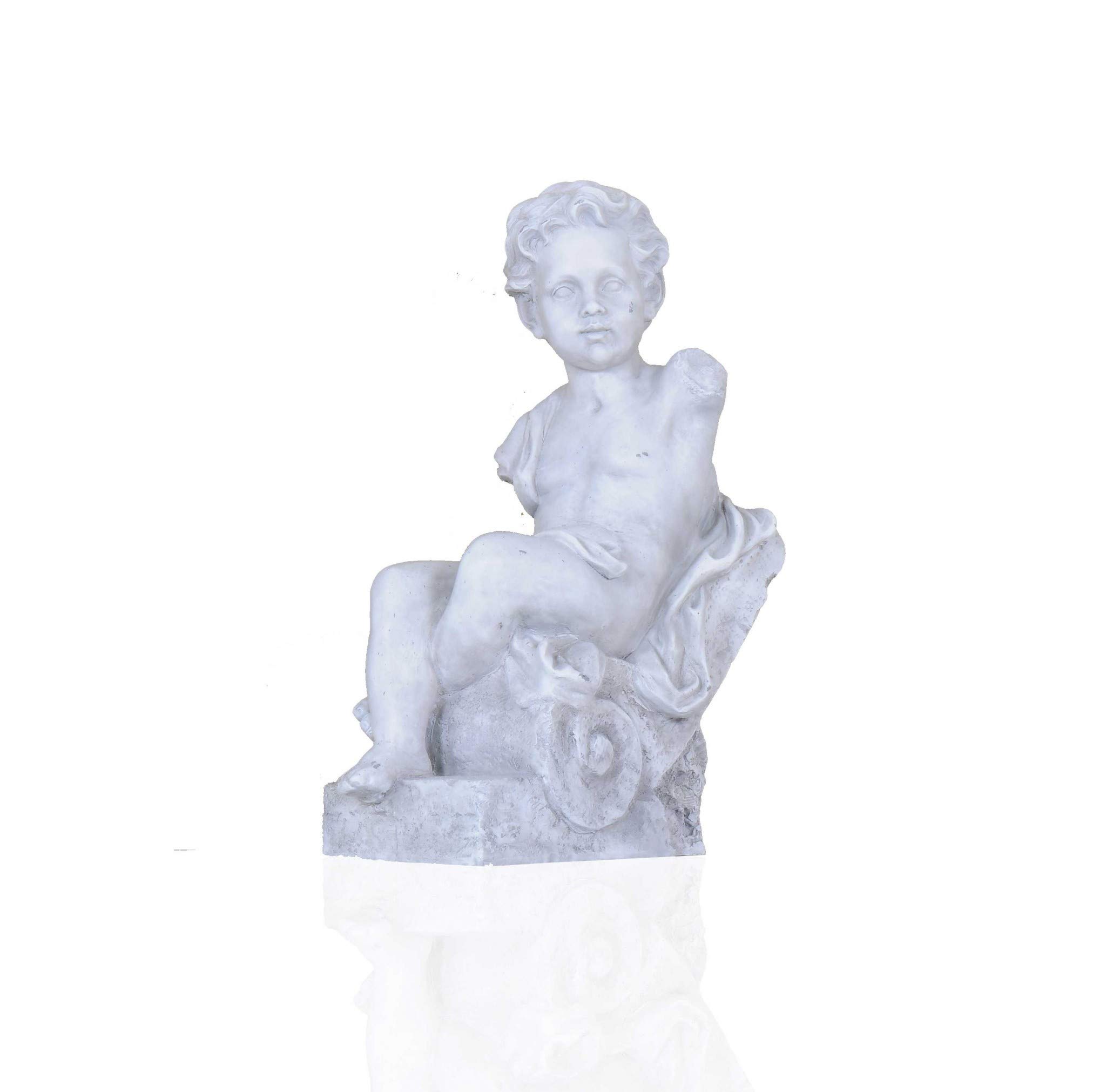 HomeRoots Decor 8x16x21 Inch Boy Sitting Statue - Handcrafted Garden Sculpture for Outdoor Patio, Yard & Lawn Decor - Perfect Gift for Kids & Home Decoration