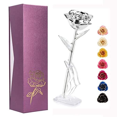 Silver Rose With Purple Case