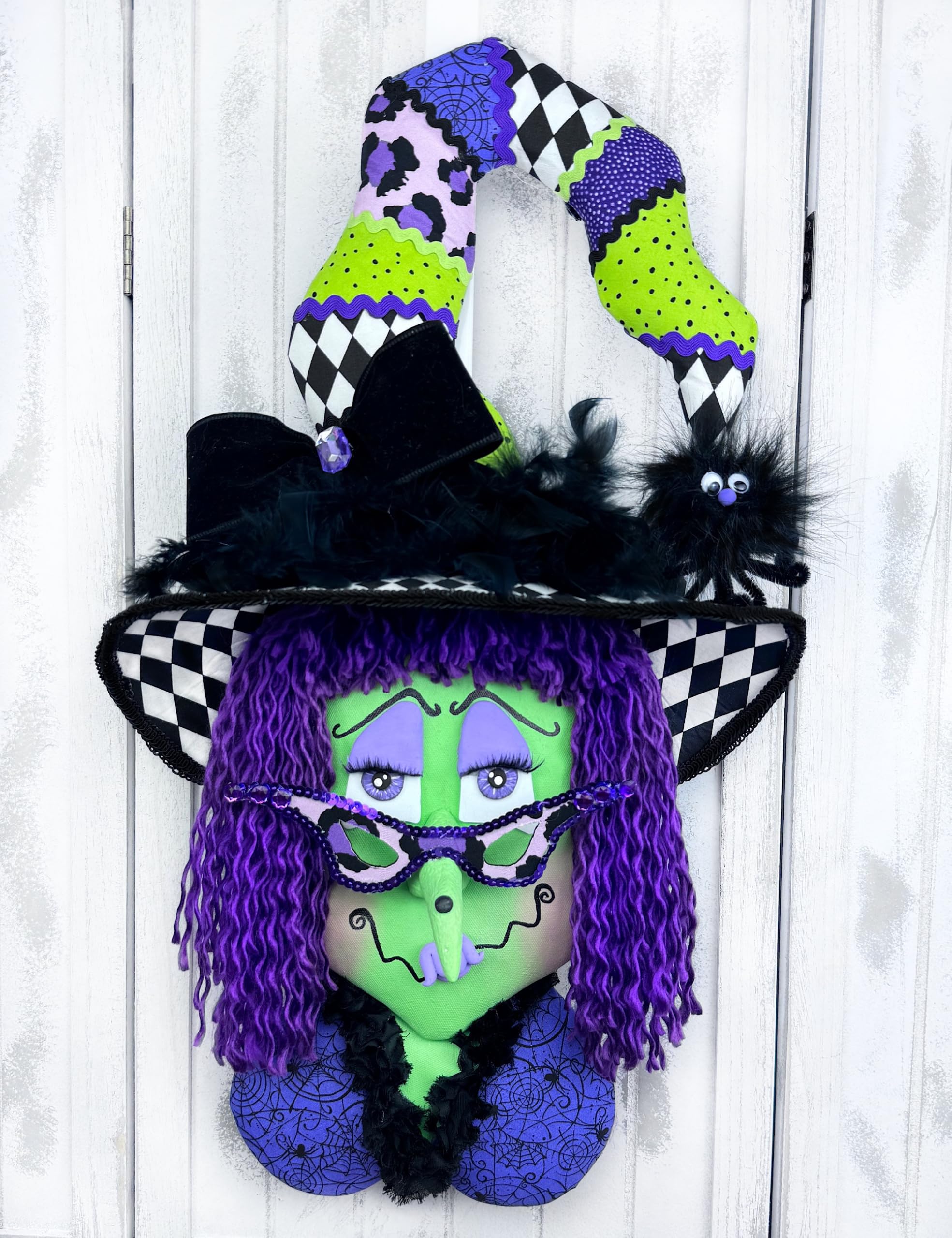 Large Handmade Halloween Witch Wreath Attachment - Premium Wreath Embellishments & Witch Decorations - Perfect for Front Door, Mantel & Halloween Party Decor