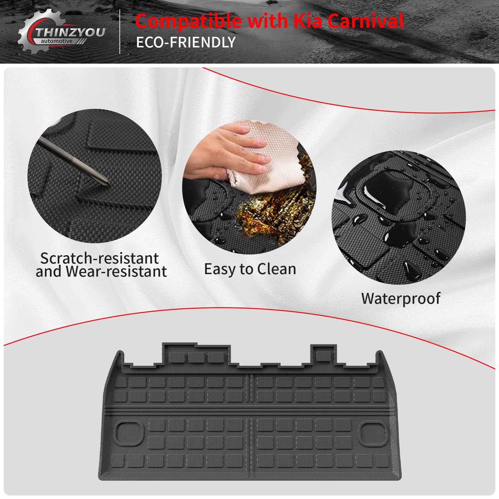 2022-2025 Kia Carnival All-Weather TPE Cargo Mat Trunk Liner - Heavy Duty Back Seat Protector | Perfect for Road Trips, Grocery Hauling & Pet Transport