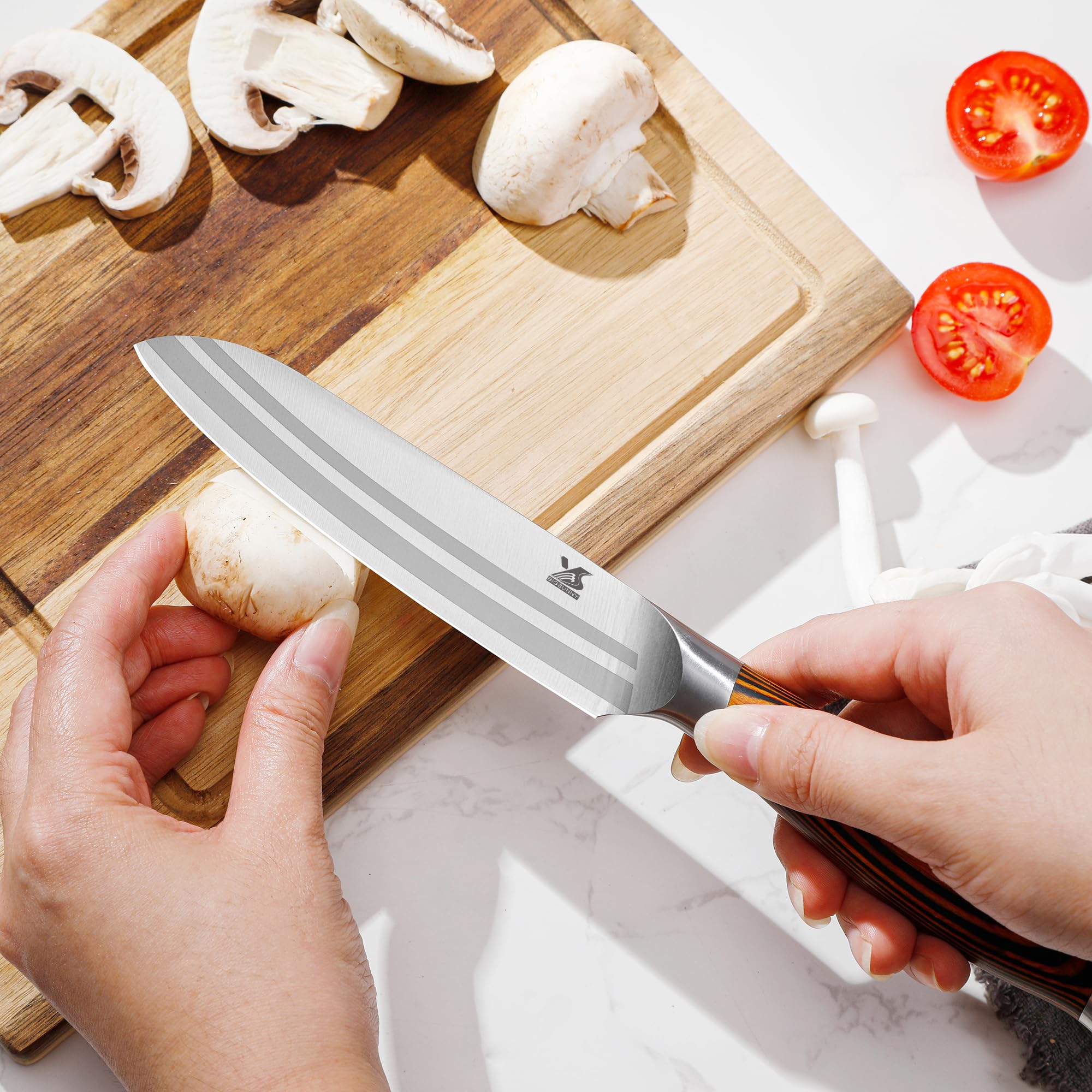 MSY BIGSUNNY 5-Piece Professional German Stainless Steel Chef Knife Set - Tang Series Kitchen Knives for Slicing, Dicing & Chopping - Perfect for Home Cooks & Professional Chefs
