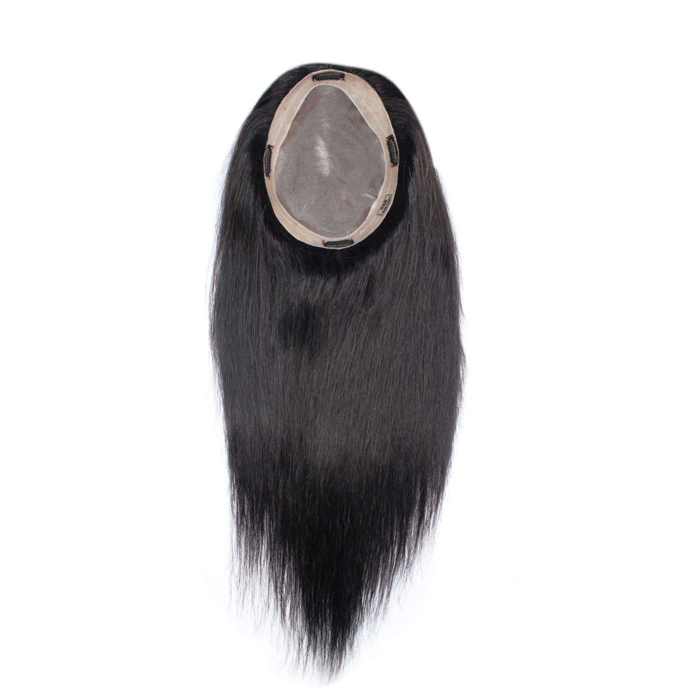 Majik Monofilament Human Hair Topper for Women & Girls - 9x6 Inch Black Hair Patch - 16-18 Inch Length - Natural Look for Thinning Hair - Includes Free Hair Brush with Clips - Perfect for Daily Wear & Special Occasions
