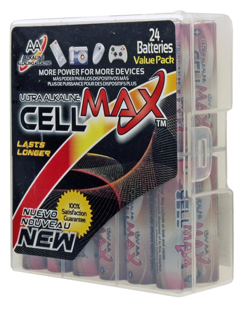 Cell Max Long Lasting AA Alkaline Batteries 24-Pack (CM-LR6-PBH24) - High Performance Batteries for Toys, Flashlights, Remote Controls & Electronic Devices