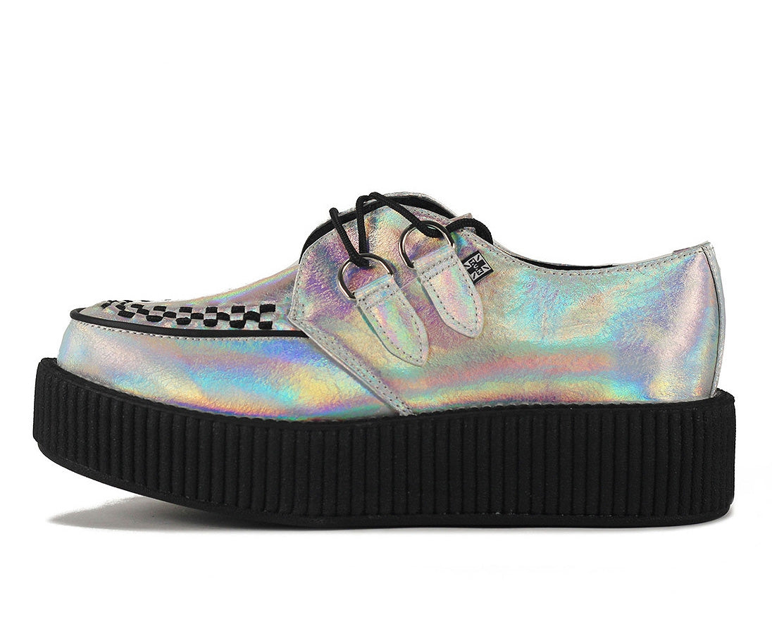 T.U.K Iridescent Crackle Mondo Creeper Shoes - Punk Rock Platform Sneakers for Women & Men - Perfect for Concerts, Gothic Fashion & Alternative Style