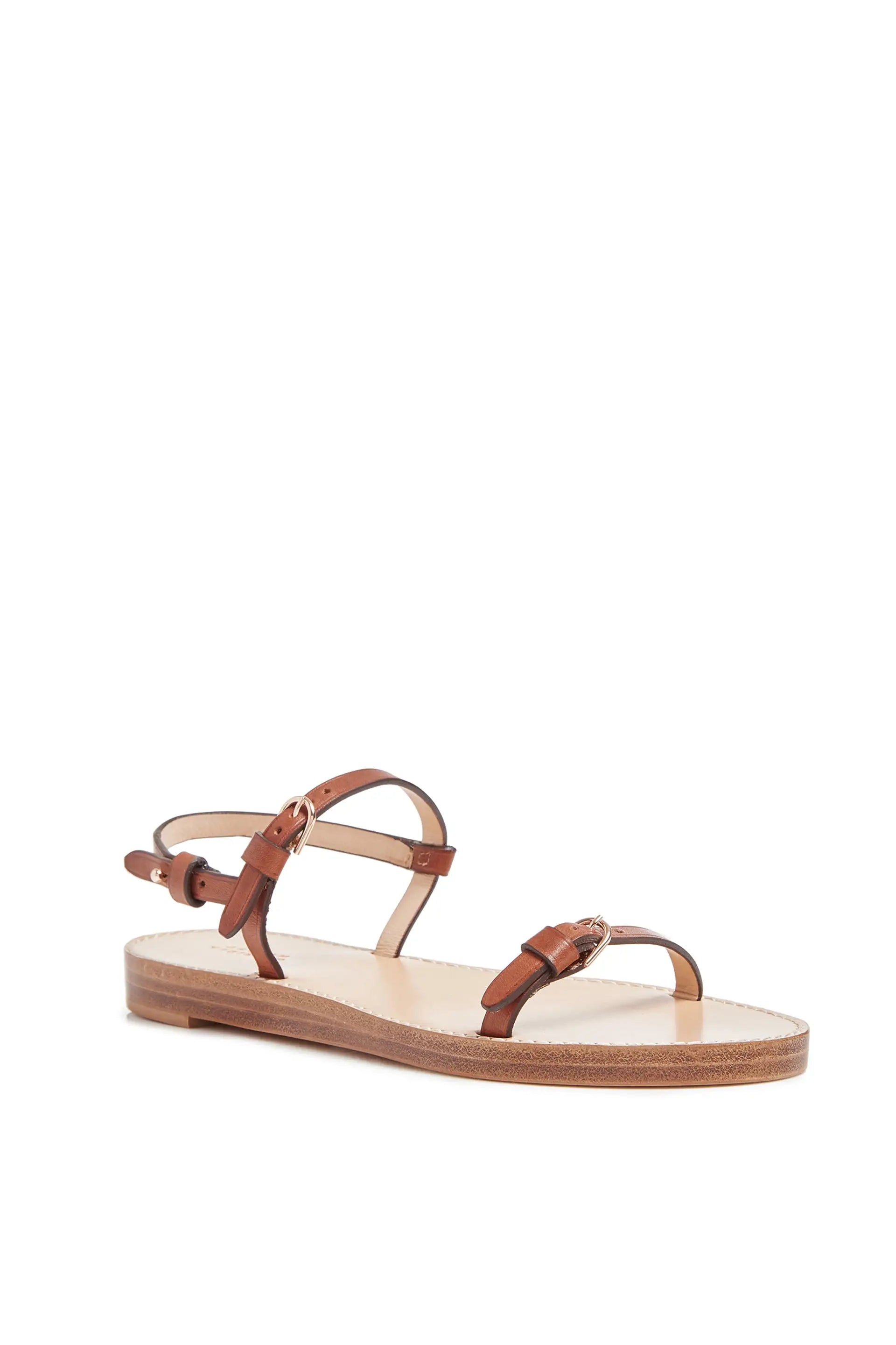 Steward Flat Sandal in Cognac Leather - Comfortable Women's Casual Sandals for Summer, Beach & Travel | Genuine Leather Slip-On Shoes for Walking & Outdoor Activities