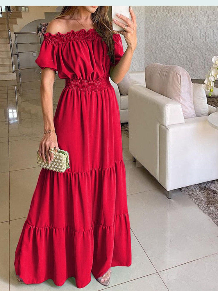 Boho Summer Dress for Women - Flowy Solid Color Maxi Dress | Beach, Vacation & Casual Outfit