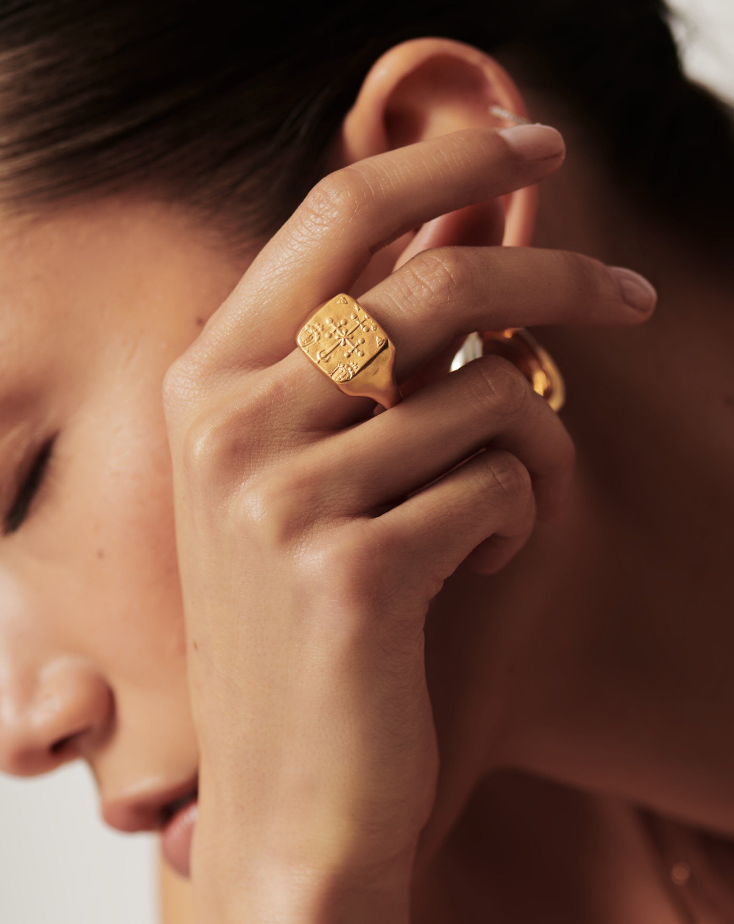 Lucy Williams Byzantine Coin Signet Ring - 18k Gold Plated Vintage Jewelry for Women | Perfect for Weddings, Parties & Special Occasions