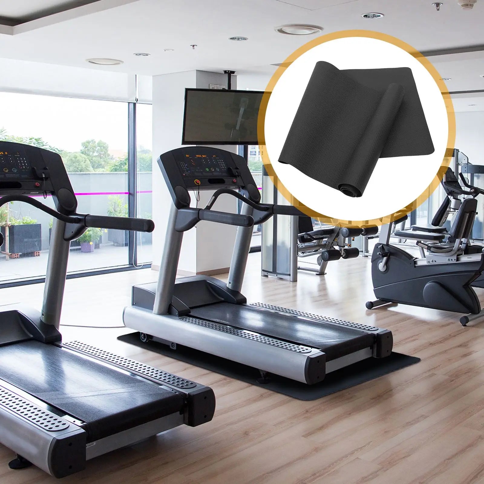 Premium NBR Treadmill Sound Insulation Pad - Shock Absorbing Exercise Equipment Mat for Home Gym, Cardio Machines & Spin Bikes - Durable Rubber Floor Protection for Noise Reduction & Vibration Control