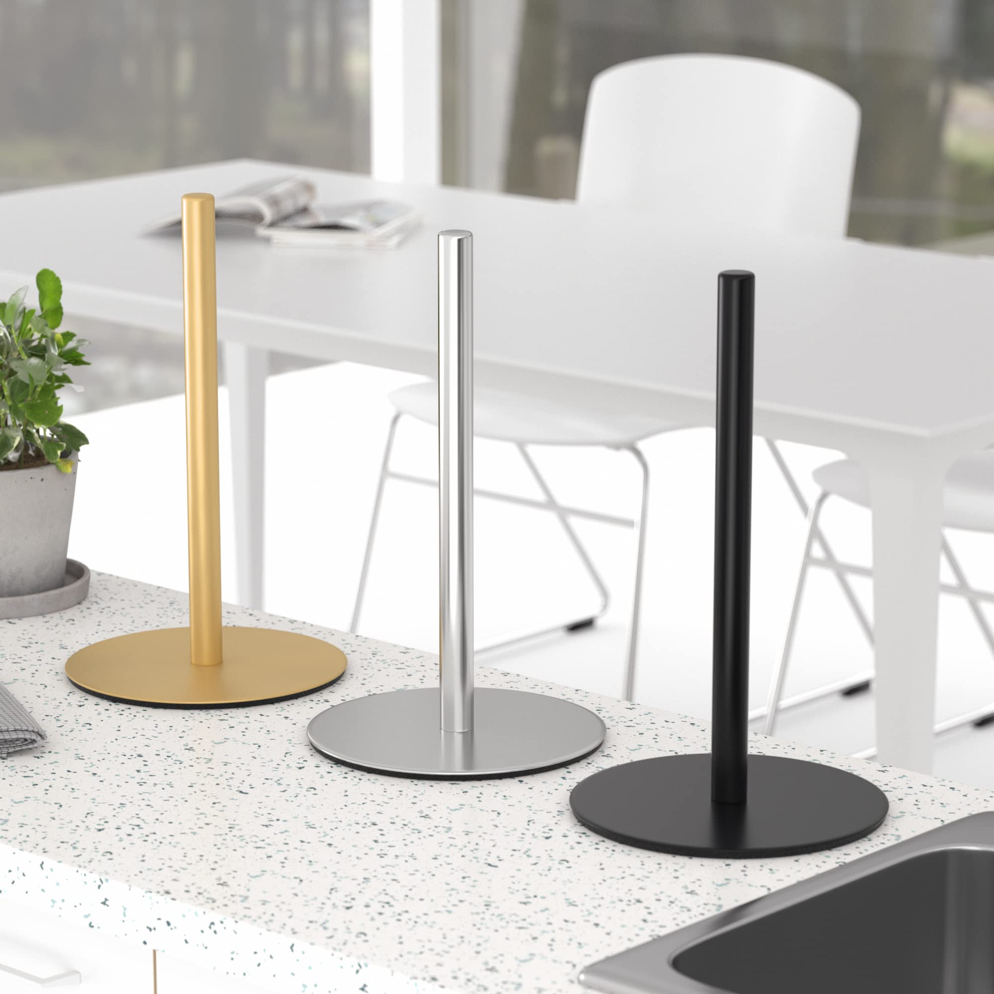 Premium Stainless Steel Free-Standing Paper Towel Holder - Classic Fashion Kitchen Roll Dispenser & Organizer | Perfect for Countertops, Kitchens, Restaurants, and Office Spaces