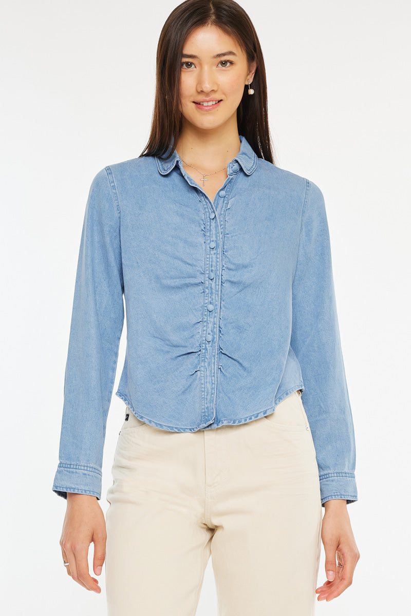 Evie Women's Fitted Long Sleeve Shirt - Slim Fit Button Down Blouse for Work & Casual Wear | Office, Date Night & Everyday Outfits