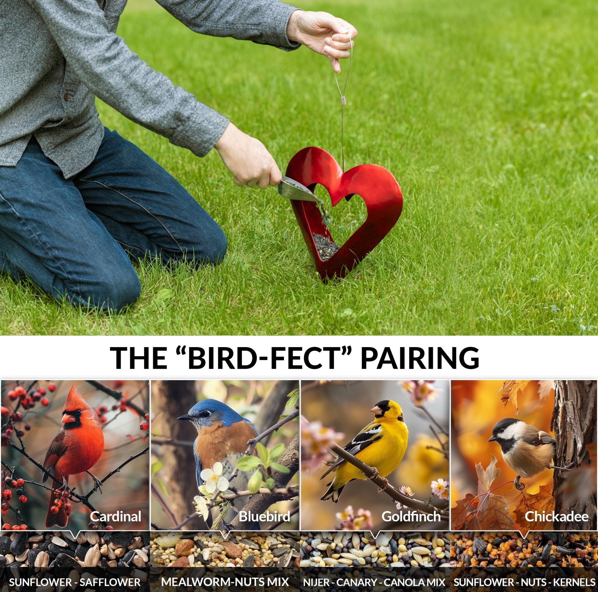Fly Thru™ Red Heart Copper Bird Feeder - Durable Outdoor Garden Decor for Attracting Wild Birds - Perfect for Backyard, Patio, and Nature Lovers
