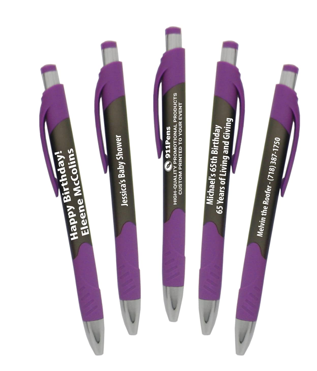 150 Pack Custom Printed Ballpoint Pens with Smooth Rubber Grip - Personalized with Your Logo & Text - Premium Promotional Branding Pens (Lavender Trim) - Ideal for Corporate Gifts, Trade Shows & Office Supplies