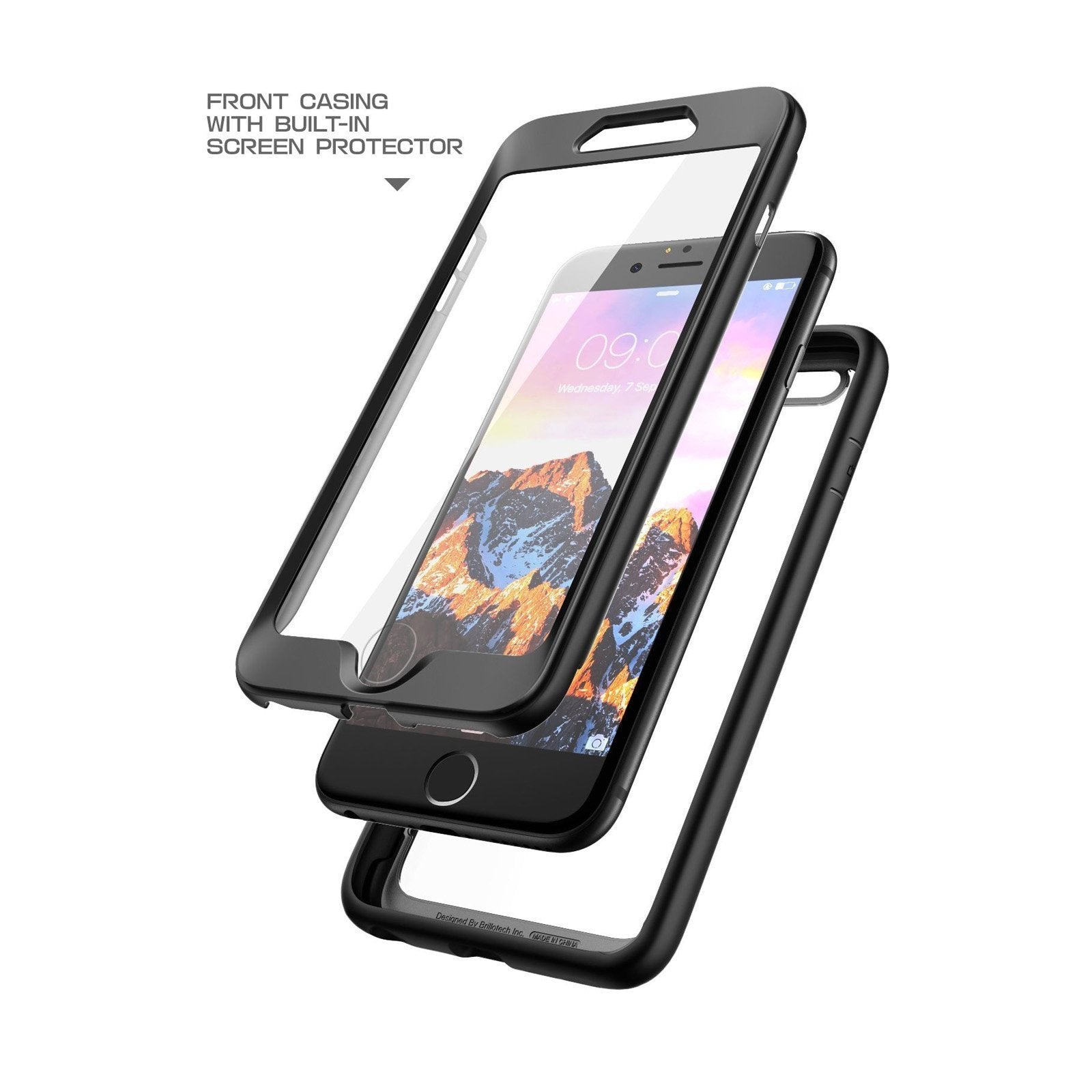 iPhone 6 Plus / 6S Plus Unicorn Beetle Style Clear Protective Case with Built-in Screen Protector - Shockproof & Scratch Resistant Cover for Everyday Use, Work & Travel (Black)