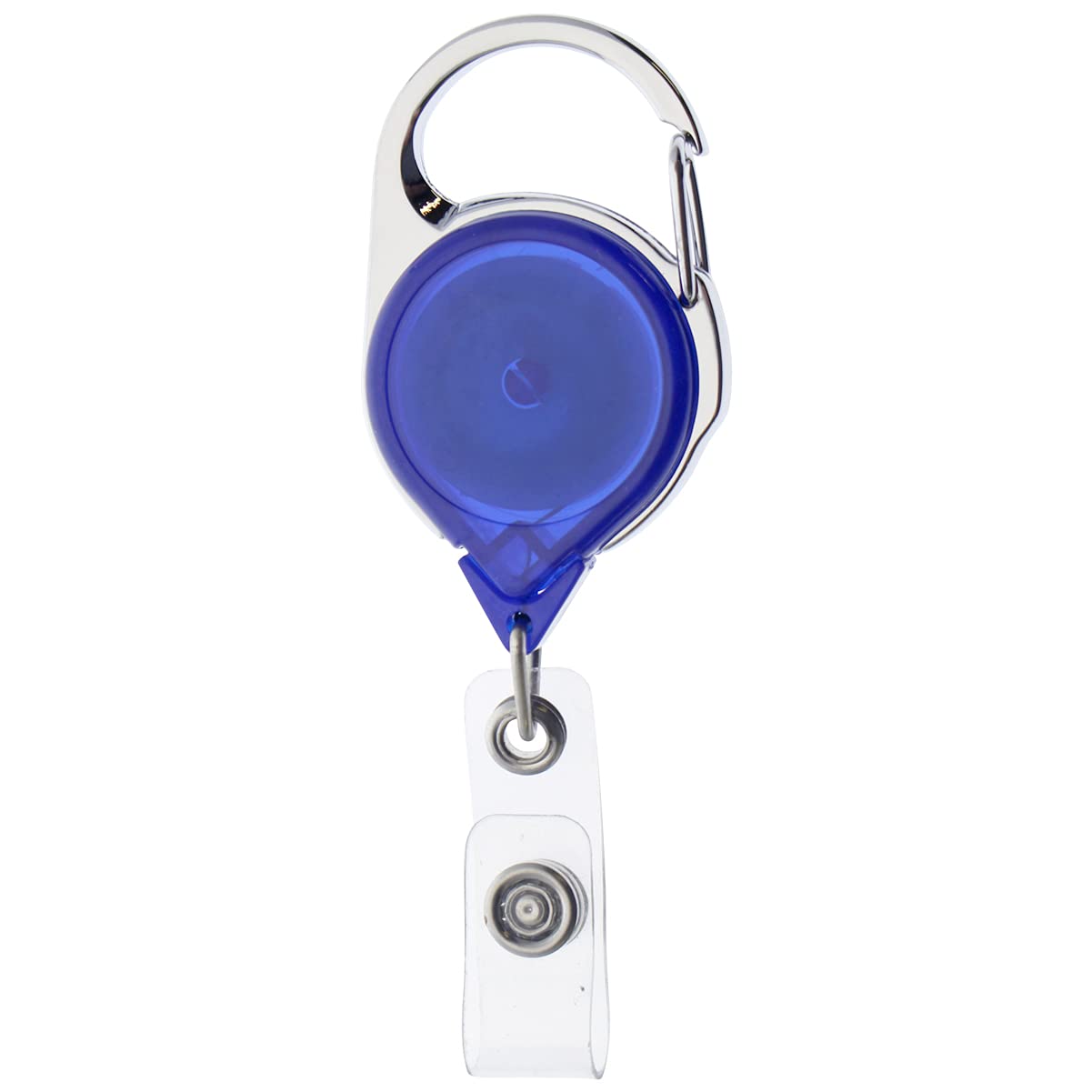 100 Pack Retractable Badge Reel with Carabiner Clip - Long Reach No Twist ID Holder for Office, Hospital & Security (Translucent Blue) - Perfect for Nurses, Teachers & Event Staff to Display ID Cards & Access Badges