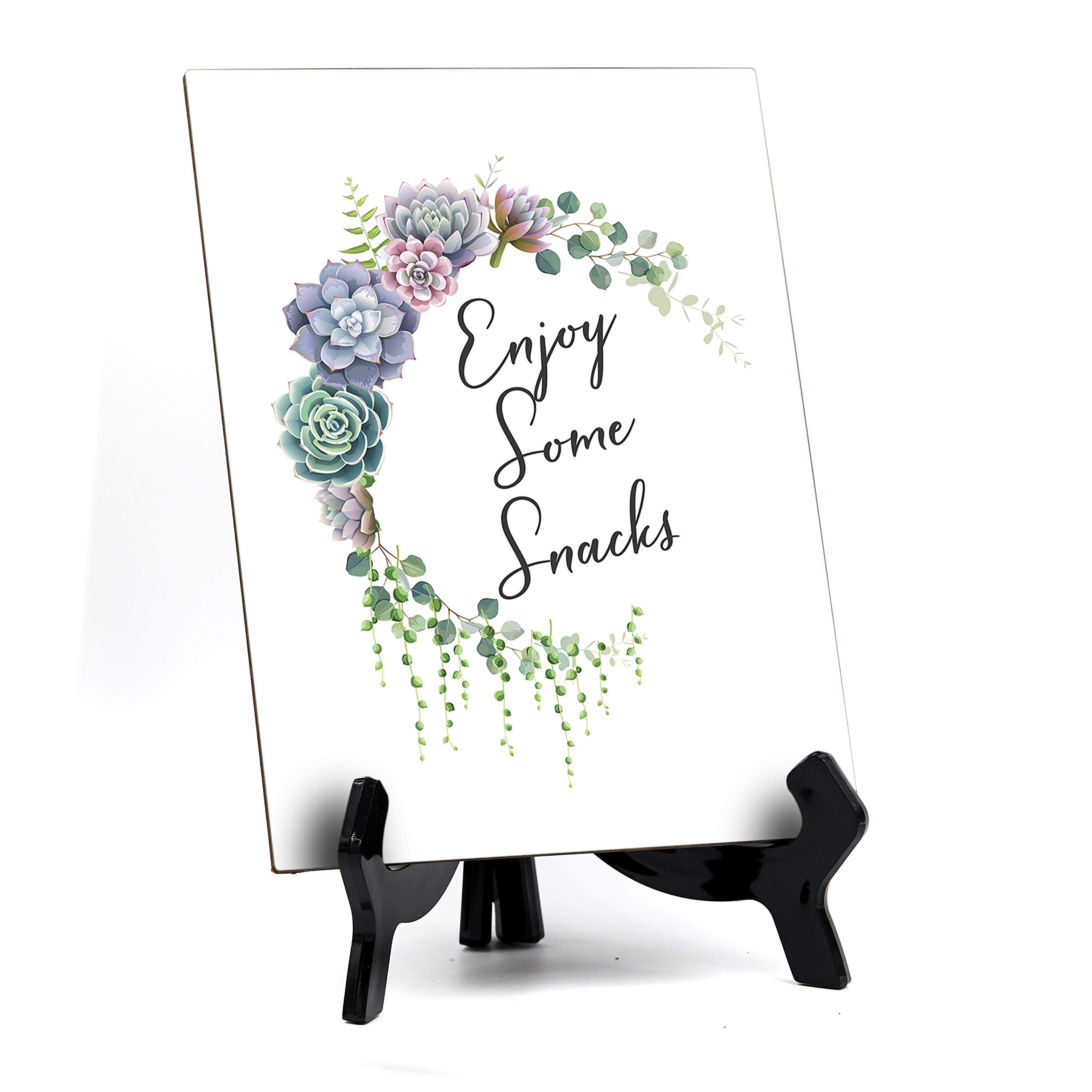 Floral Crescent Design Enjoy Some Snacks Table Sign with Easel - 6