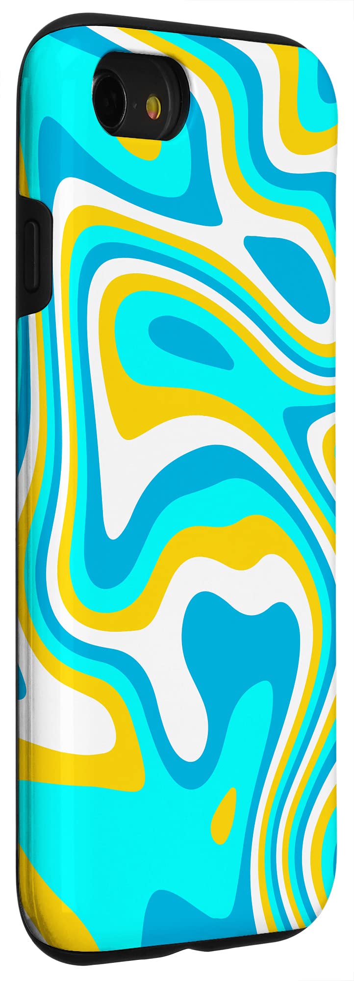 iPhone SE (2020) / 7 / 8 Retro Groovy Liquid Swirl Wave Stripe Psychedelic Blue Phone Case - Durable Protection for Everyday Use & Stylish Design for Social Outings