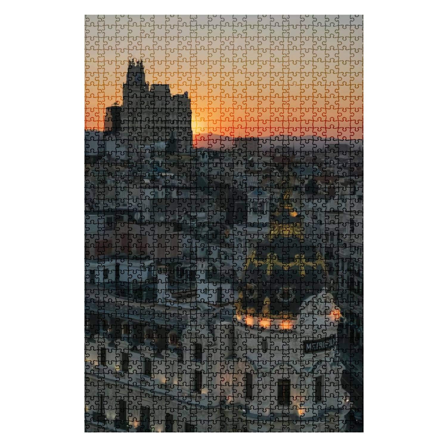 1000-Piece Wooden Jigsaw Puzzle - Panoramic View of Madrid from Circulo de Bellas Artes Metropolis | Fun & Challenging Adult & Kids Puzzle | DIY Educational Toy, Home Decor Gift for Puzzle Lovers | Perfect for Family Game Nights, Classroom Activities & Stress Relief