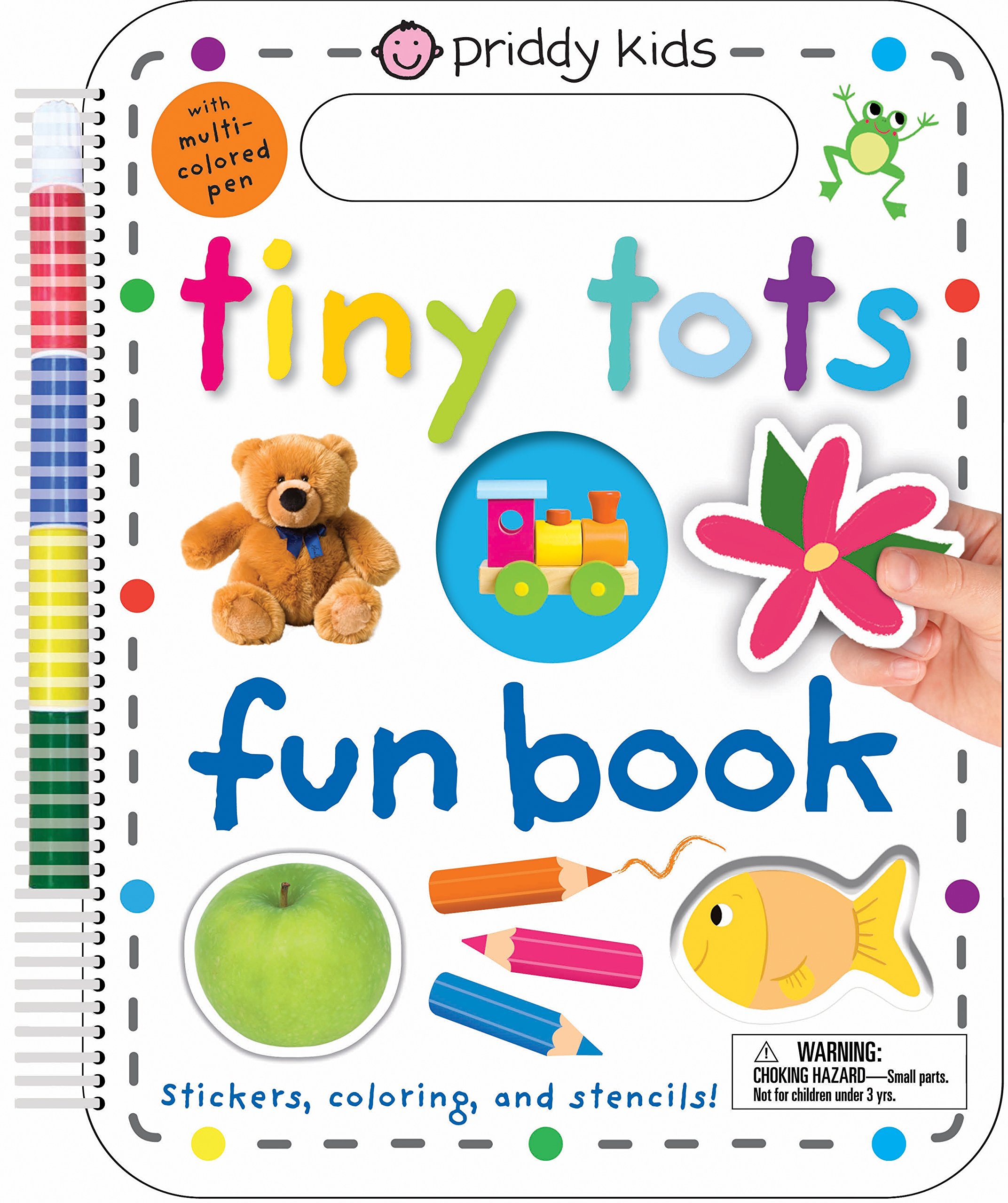 Tiny Tots Fun Activity Book with Stickers, Coloring Pages & Stencils - Includes Multi-Colored Pen & Wipe Clean Feature | Perfect for Preschool Learning, Travel Entertainment & Creative Playtime