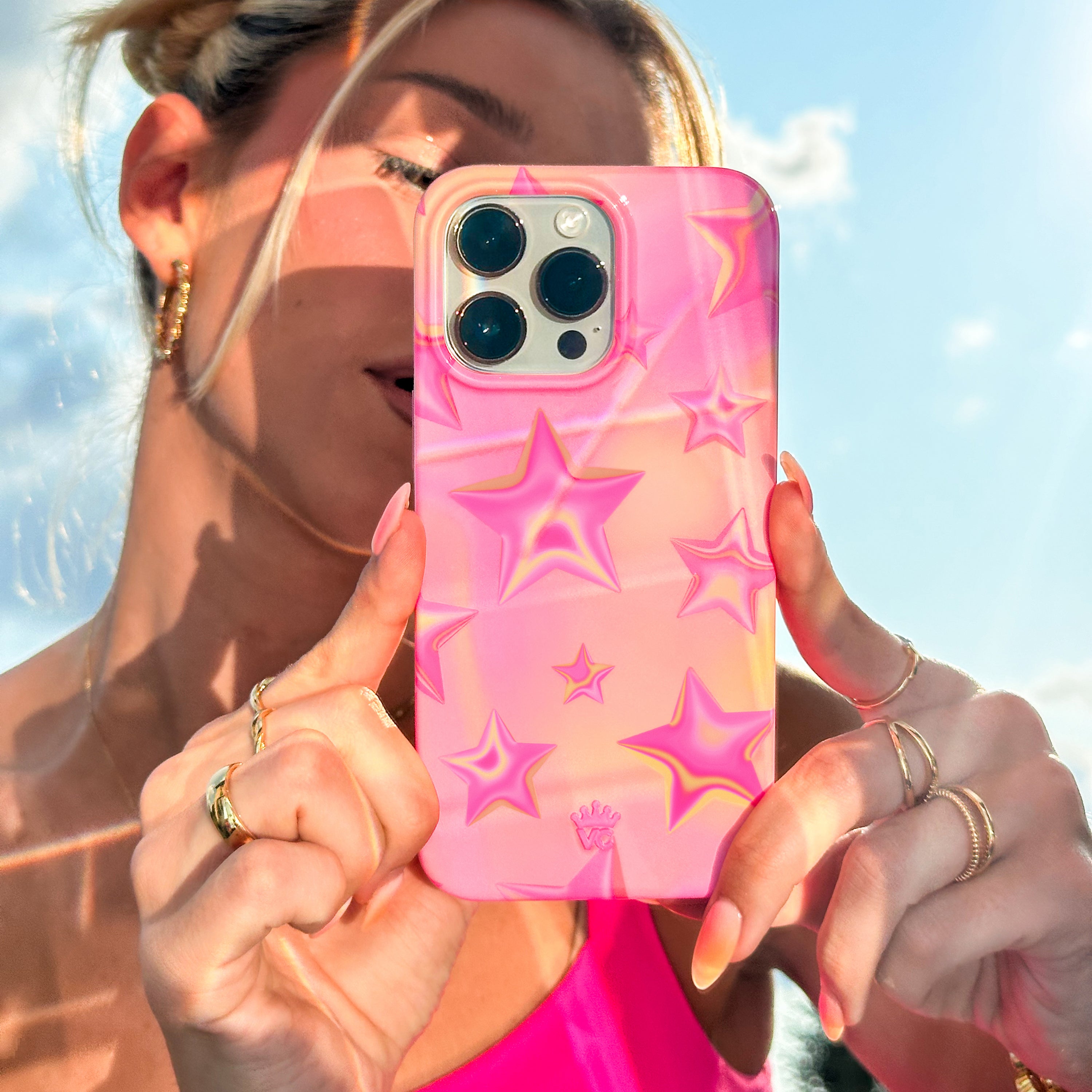Sherbet Stars iPhone Case - Trendy Candy-Colored Protective Cover for iPhone 11/12/13/14/15 Pro Max - Perfect for Summer, Beach & Festival Outfits