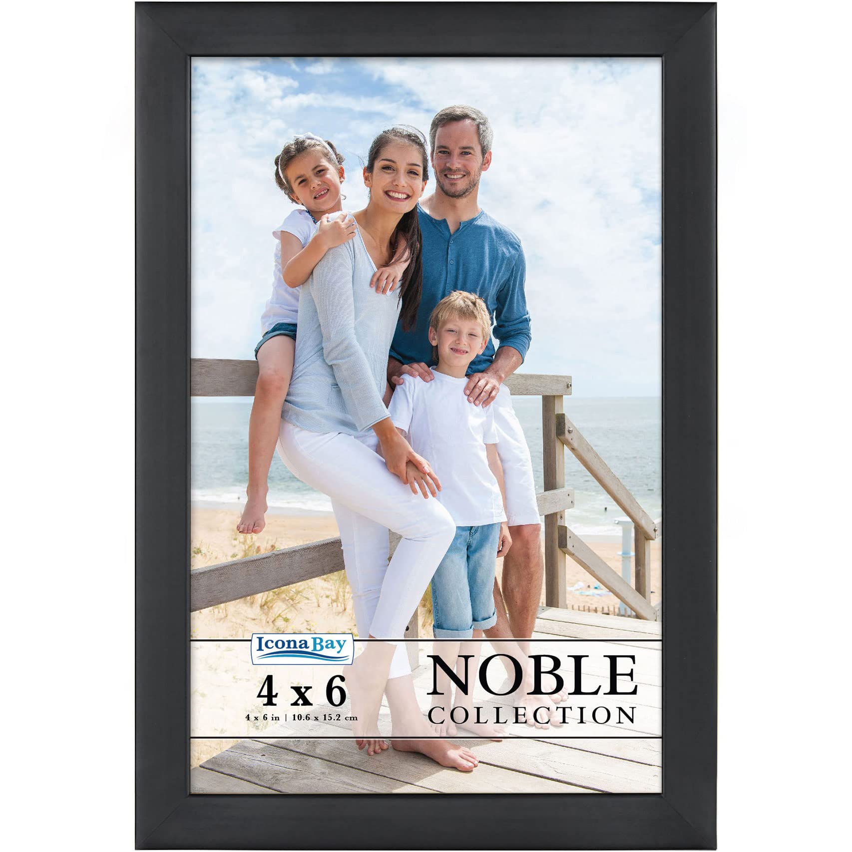 Icona Bay 4x6 Black Picture Frame - Modern Professional Photo Frame for Wall or Tabletop Display - Perfect for Home, Office, Wedding & Graduation Photos