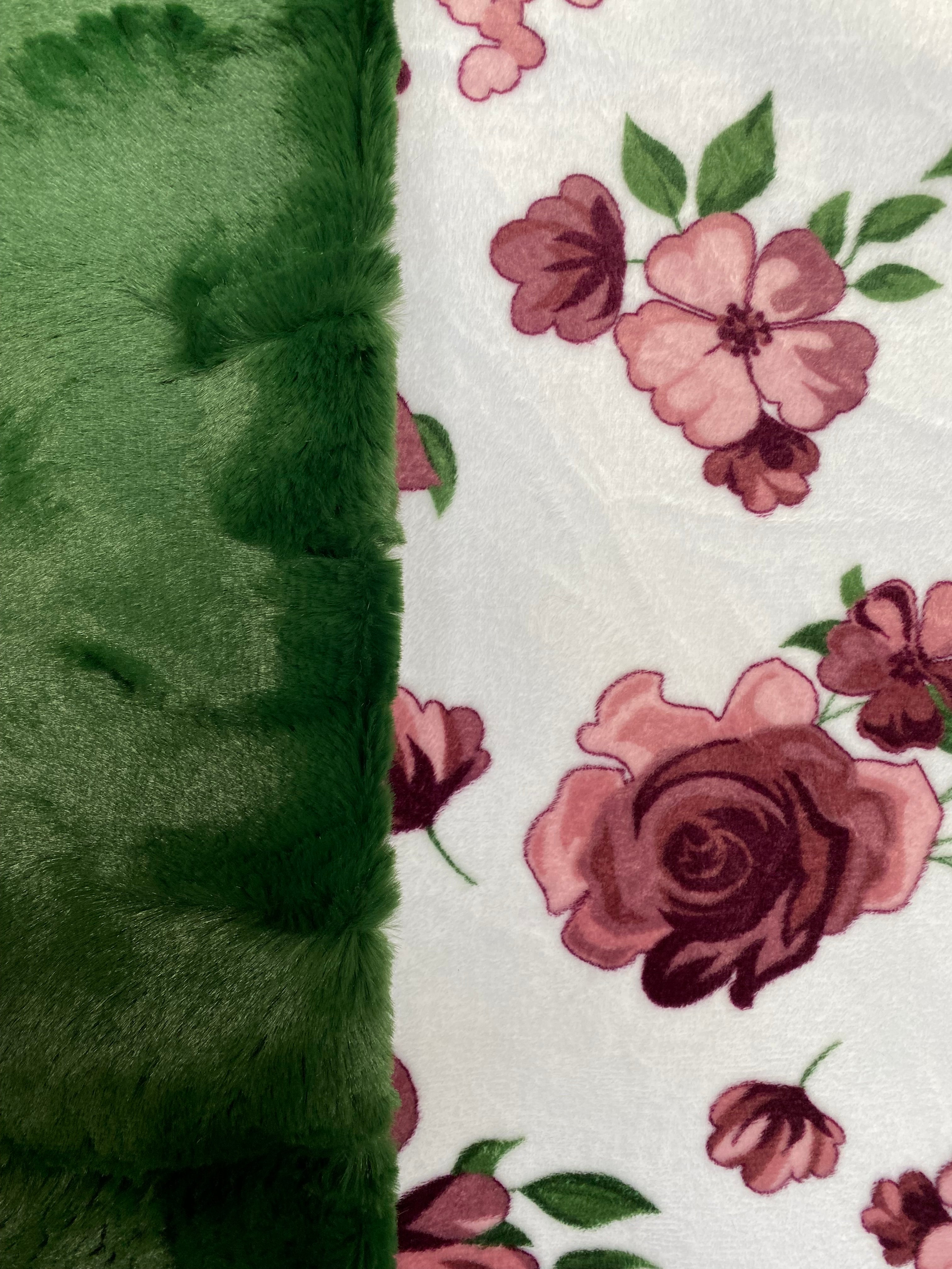 Premium Rose Bouquet Plum Wine Print Evergreen Luxe Minky Blanket - Large 54x67 Inches Soft Throw for Cozy Home Decor, Bedroom, Couch & Gift