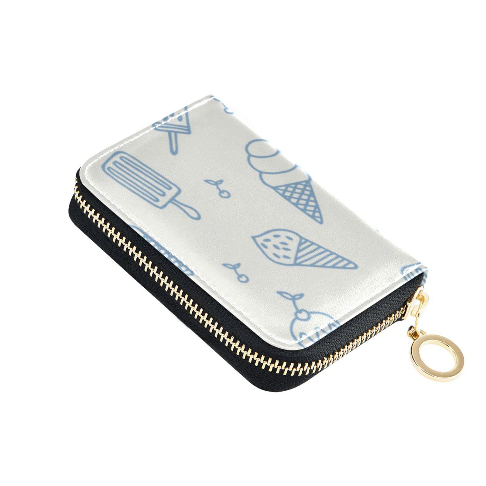 RFID Blocking Ice Cream Design Zipper Credit Card Holder - Slim Wallet for Men & Women - Perfect for Travel, Shopping, and Everyday Use
