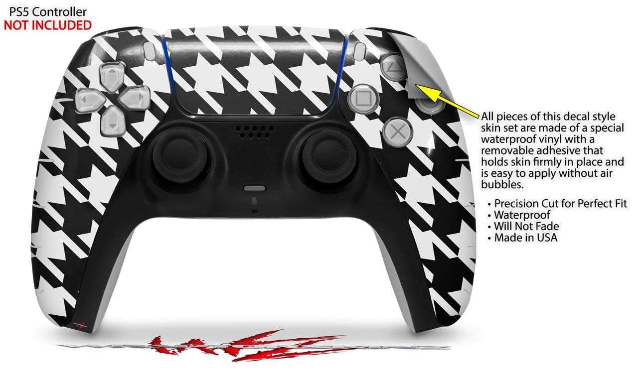 PS5 DualSense Controller Skin Wrap - Houndstooth White for Gaming Protection