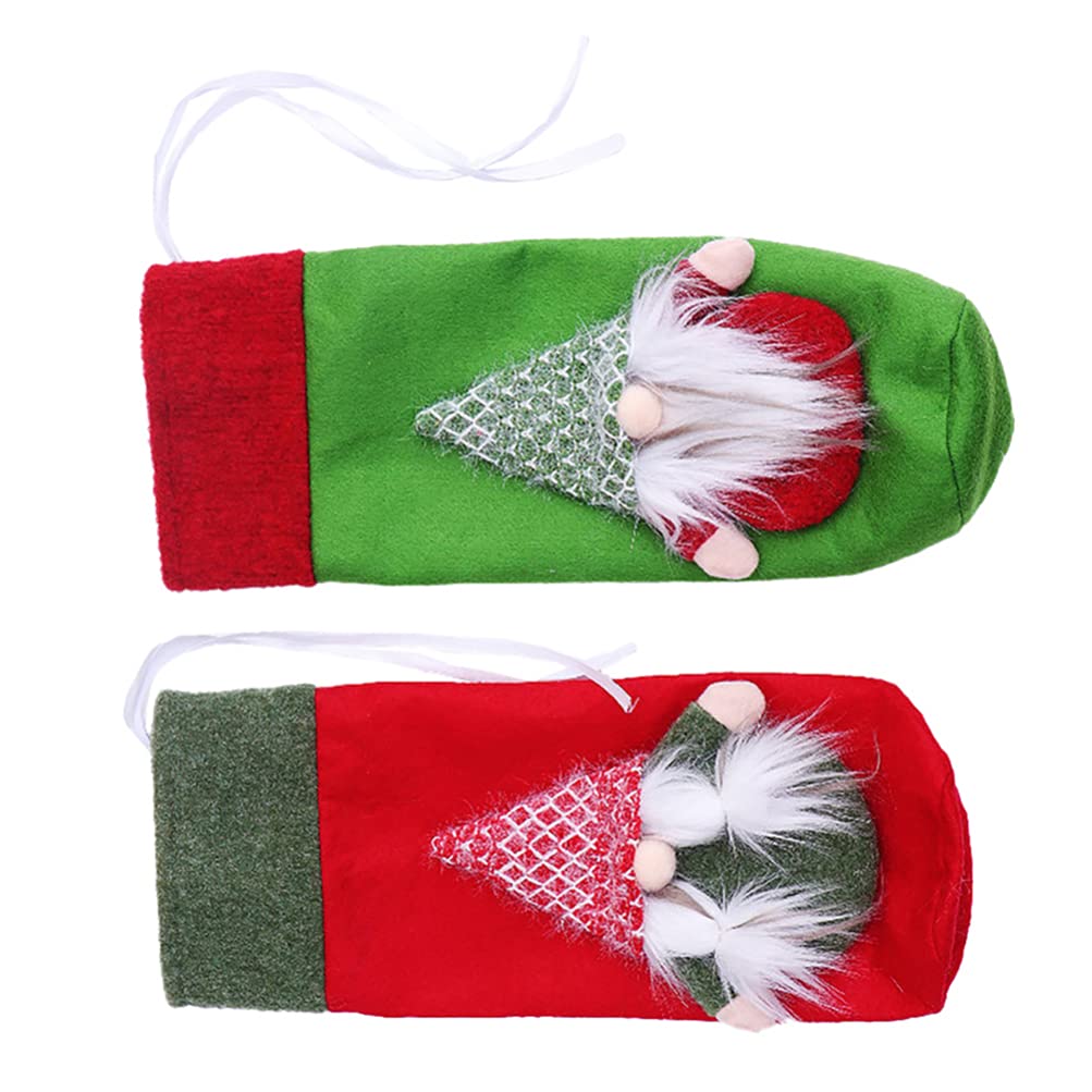 Amosfun 2-Pack Christmas Wine Bottle Bags - Creative Holiday Bottle Covers for Festive Decorations, Party Favors & Gift Wrapping