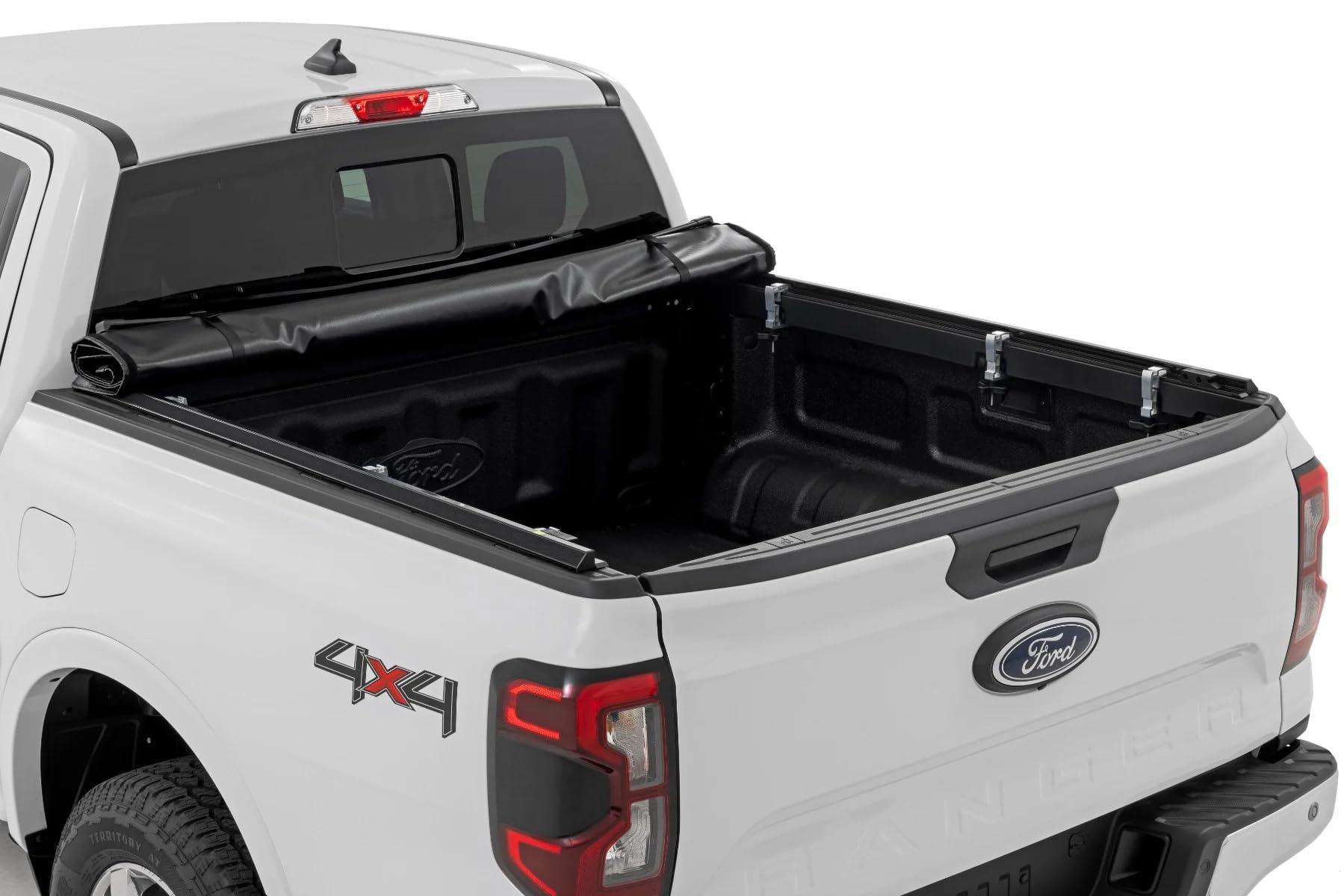 Rough Country Soft Roll Up Tonneau Cover for 2024-2025 Ford Ranger 5' Bed | Waterproof & UV-Resistant Truck Bed Cover | Easy Install & Secure Storage for Camping, Work & Road Trips