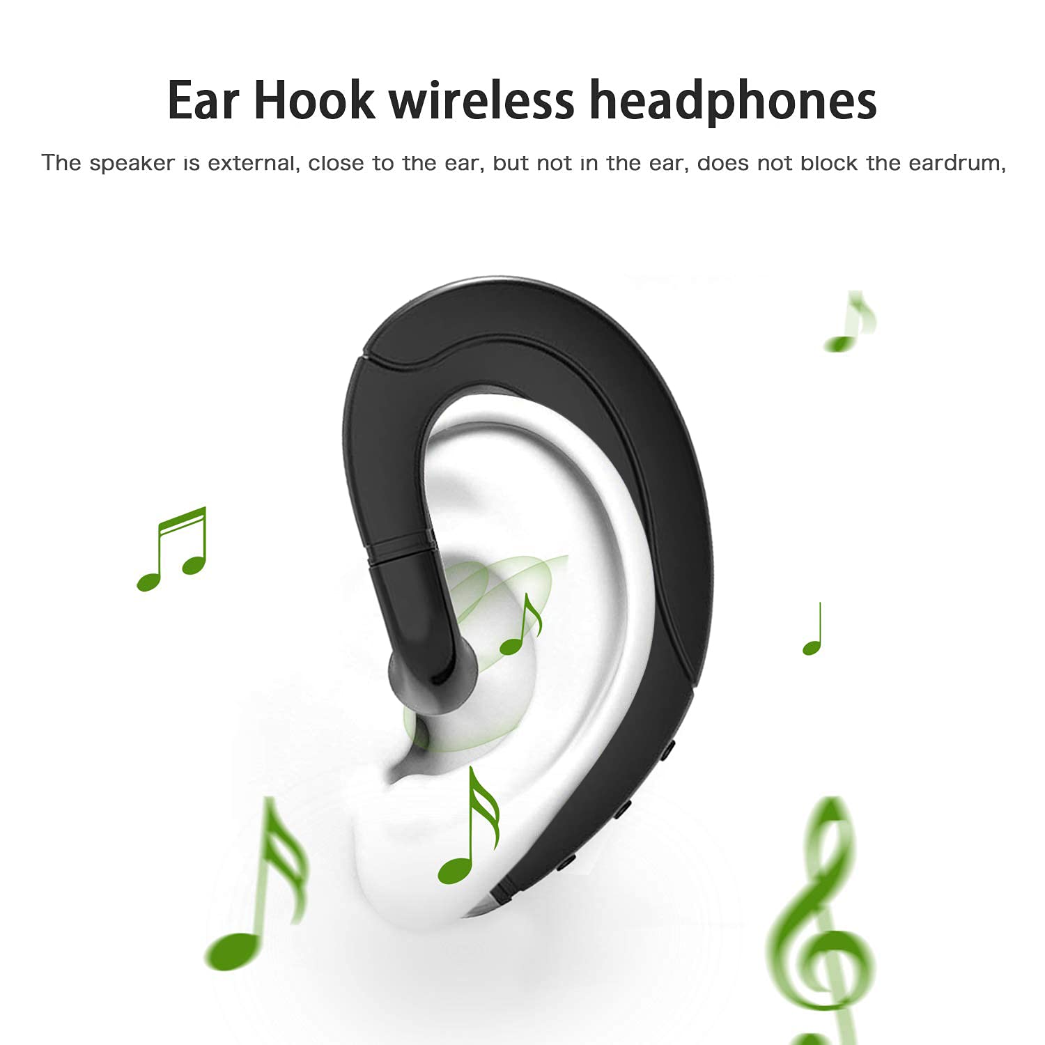 Ear Hook Bluetooth Headphone V5.0 with Mic - Wireless Single Ear Headset for iPhone & Android - 5 Hours Playtime, Lightweight & Comfortable Design - Perfect for Driving, Office Work, and Outdoor Activities