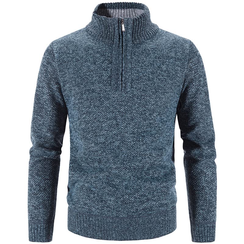 LAVAEGG Men's Quarter Zip Turtleneck Knit Pullover Sweater - Business Casual Long Sleeve Polo Sweater for Office & Winter Wear