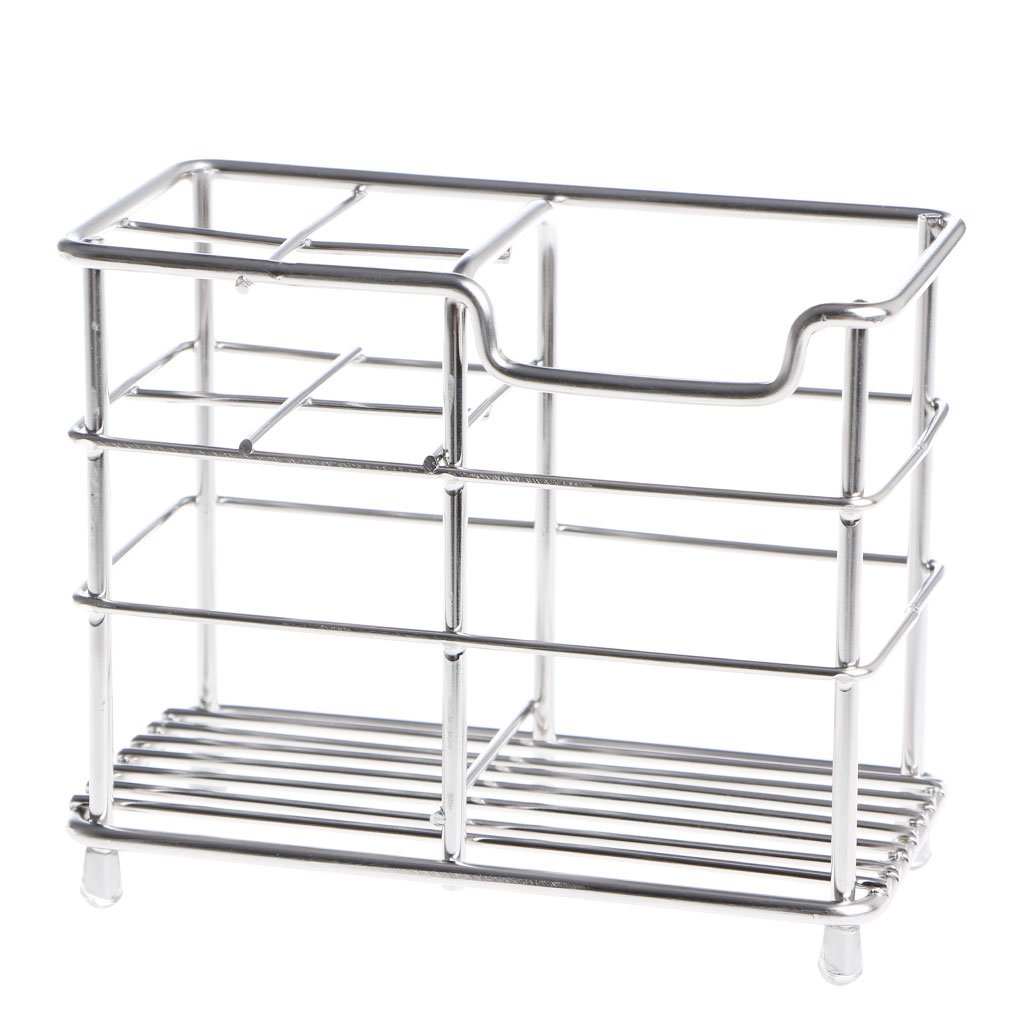 Stainless Steel Toothbrush Holder & Toothpaste Stand - Bathroom & Kitchen Organizer for Toiletries Storage, Silver | Perfect for Home, Dorm, and Travel Use