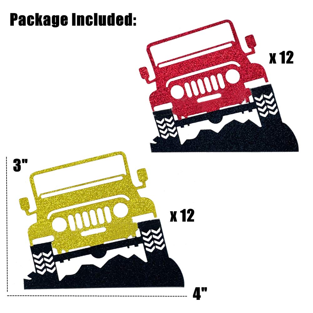 JeVenis 24 PCS Car Cake Toppers - Vehicle Themed Cupcake Decorations for Birthday Parties, Baby Showers & Gender Reveals - Perfect for Boys, Men & Car Enthusiasts