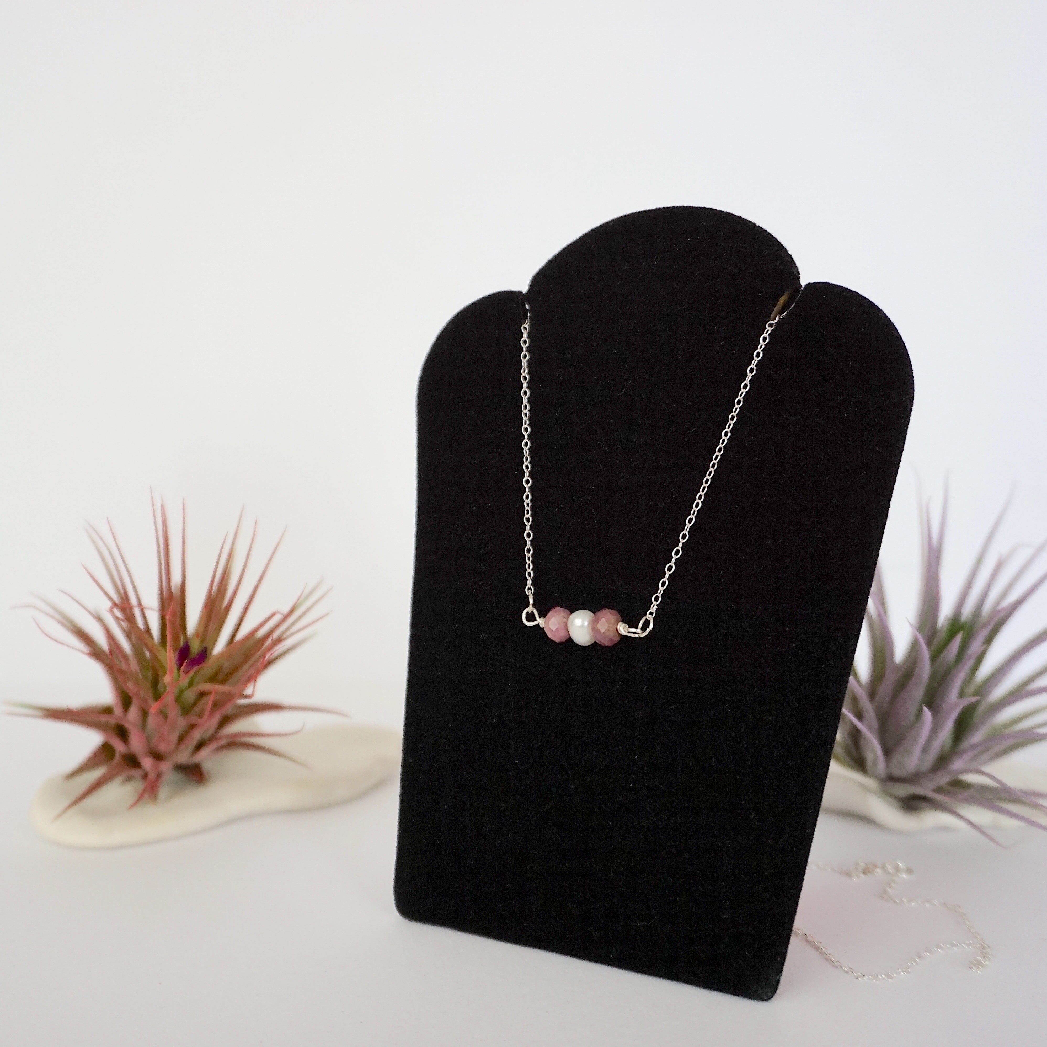 Elegant Ruby & Pearl Charm Necklace for Women - Perfect for Weddings, Parties & Special Occasions