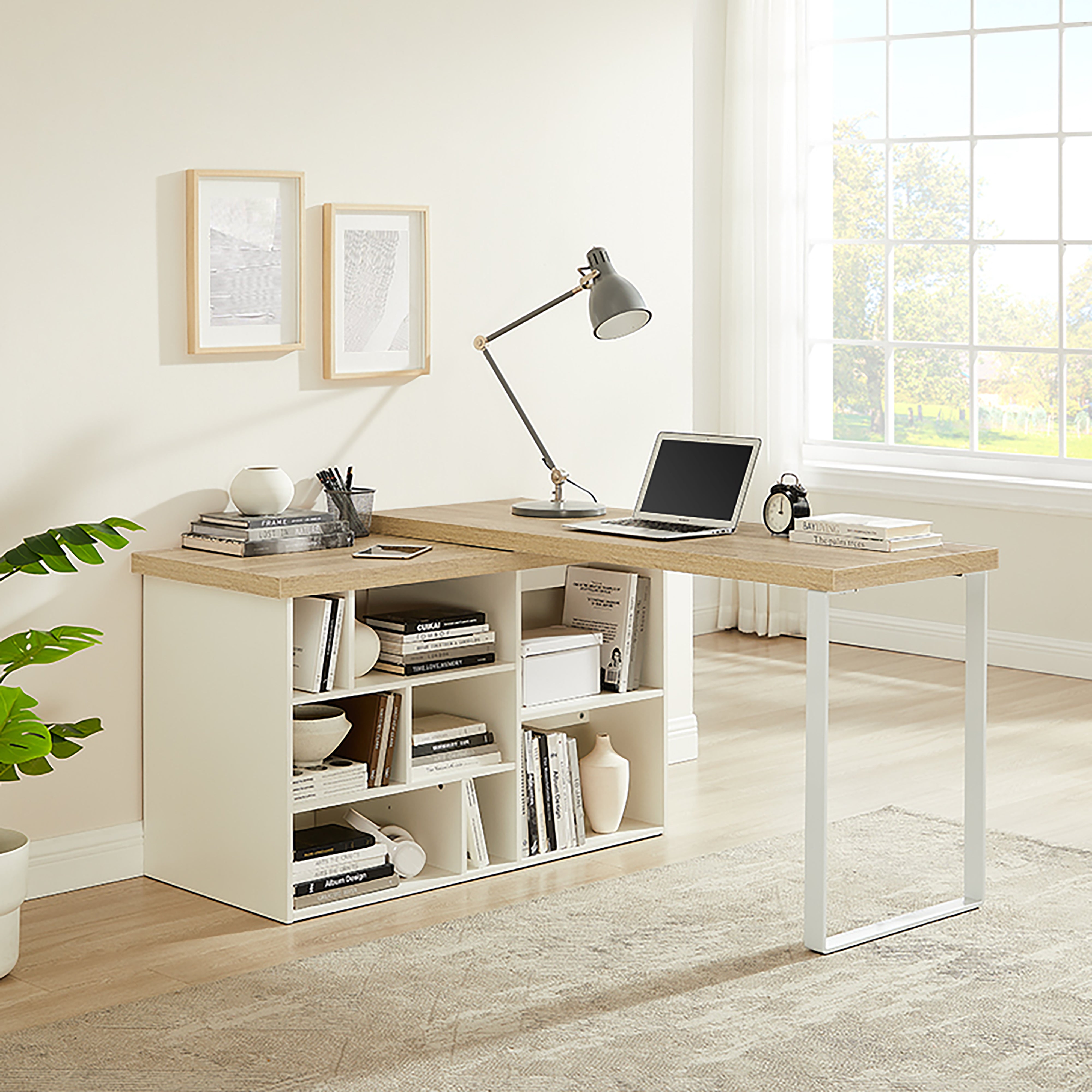 Criterion Aspire Adjustable Height Desk 150cm - Light Oak & White Finish - Perfect for Home Office, Study & Workspace Ergonomics