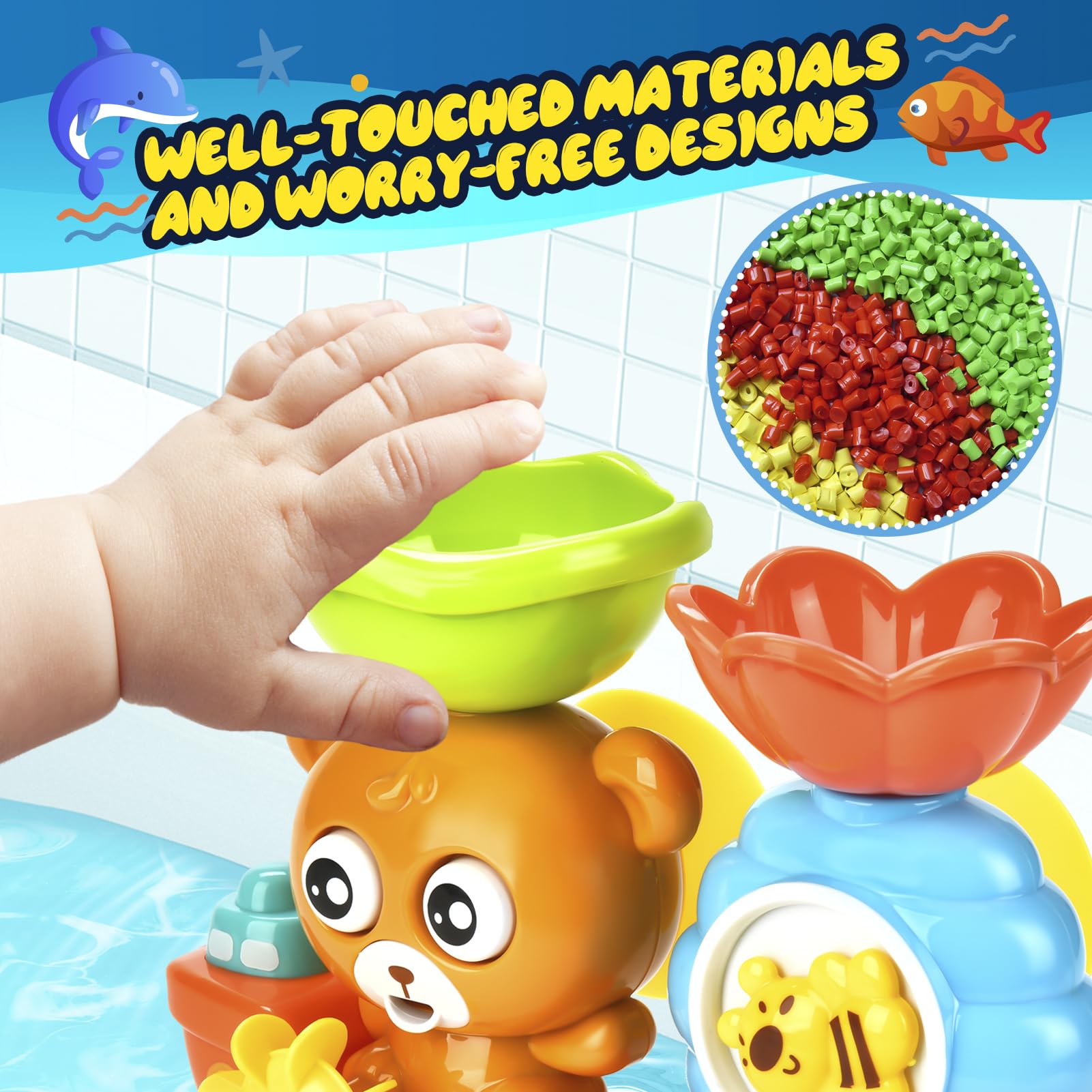 **Best Baby Bath Toys for Toddlers 1-3 Years - 2 Wind-Up Swimming Turtle Toys & 3 Floating Boat Bathtub Toys for Infants Boys & Girls 18+ Months - Fun & Safe Bath Time Play Set for Learning & Sensory Development**