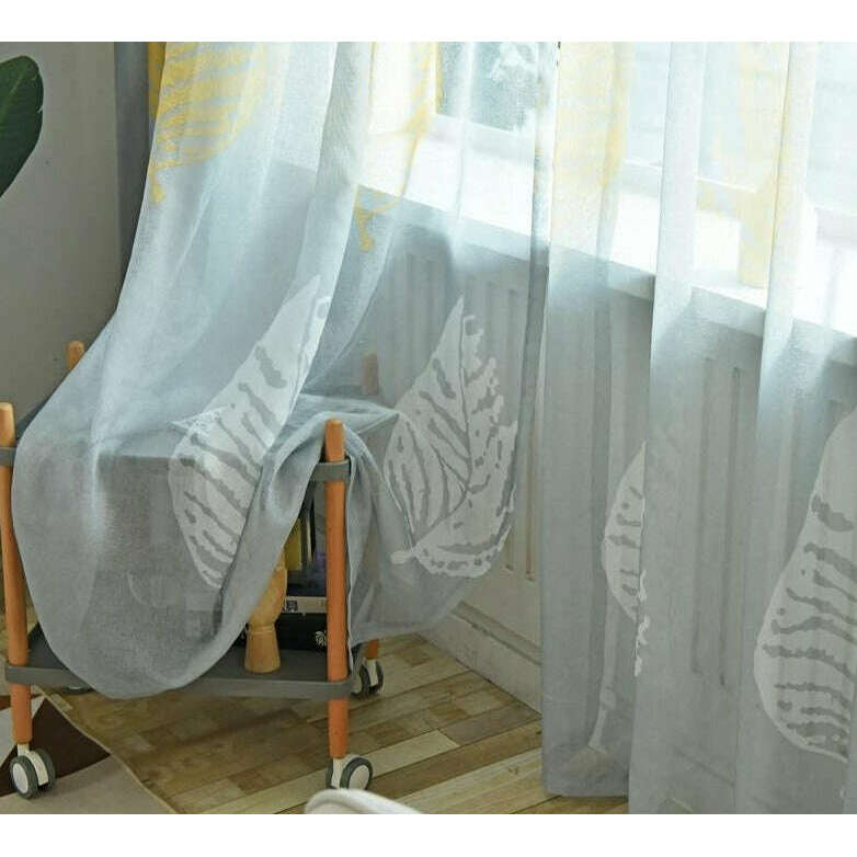 Jason Modern Gray Leaf Print Curtains - Blackout Window Drapes for Living Room & Bedroom - Thermal Insulated Room Darkening Panels with Grommets (52x84 Inch)