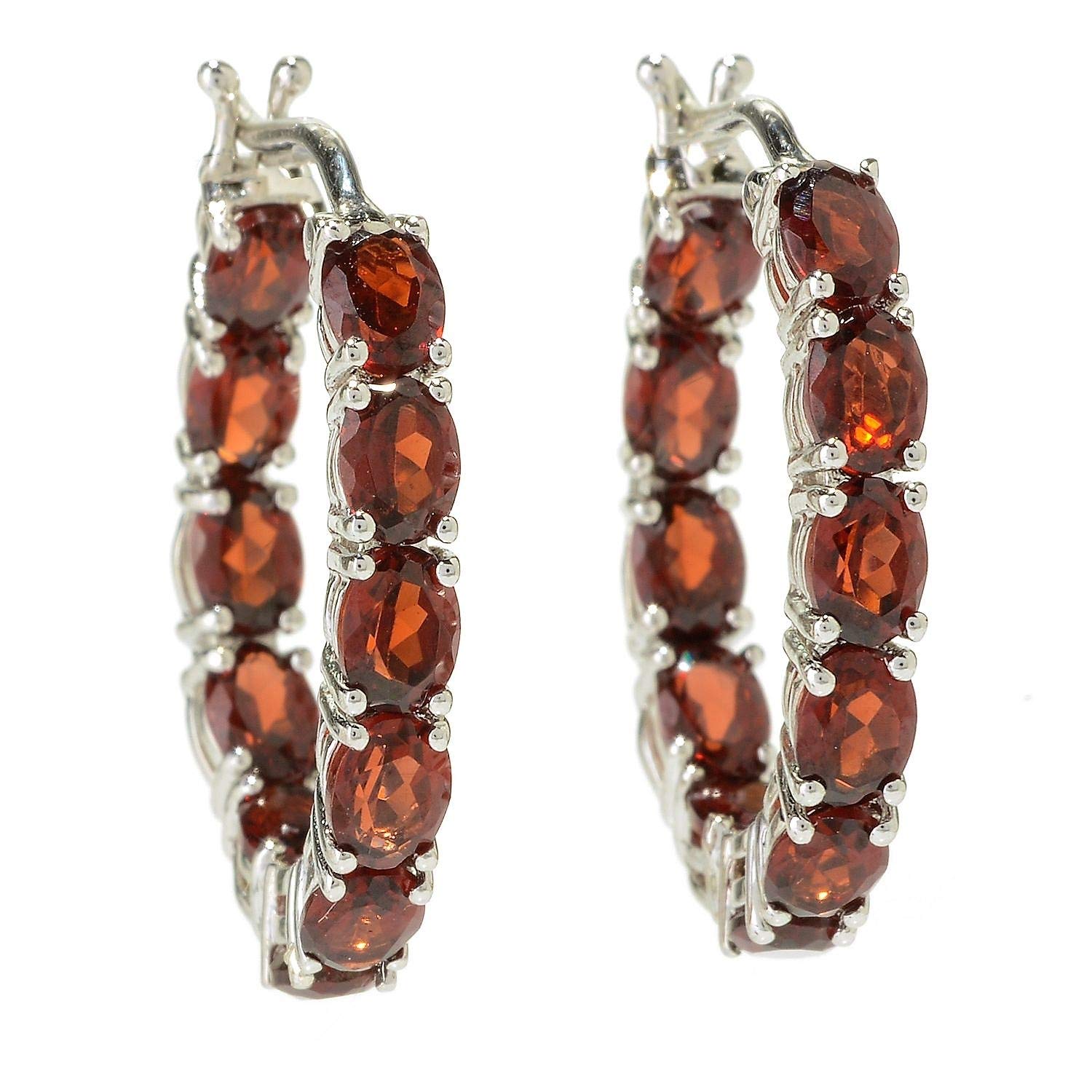 925 Sterling Silver Red Garnet Hoop Earrings for Women - Dainty Gemstone Jewelry Gift for Birthday, Anniversary & Valentine's Day - Perfect for Everyday Wear & Special Occasions