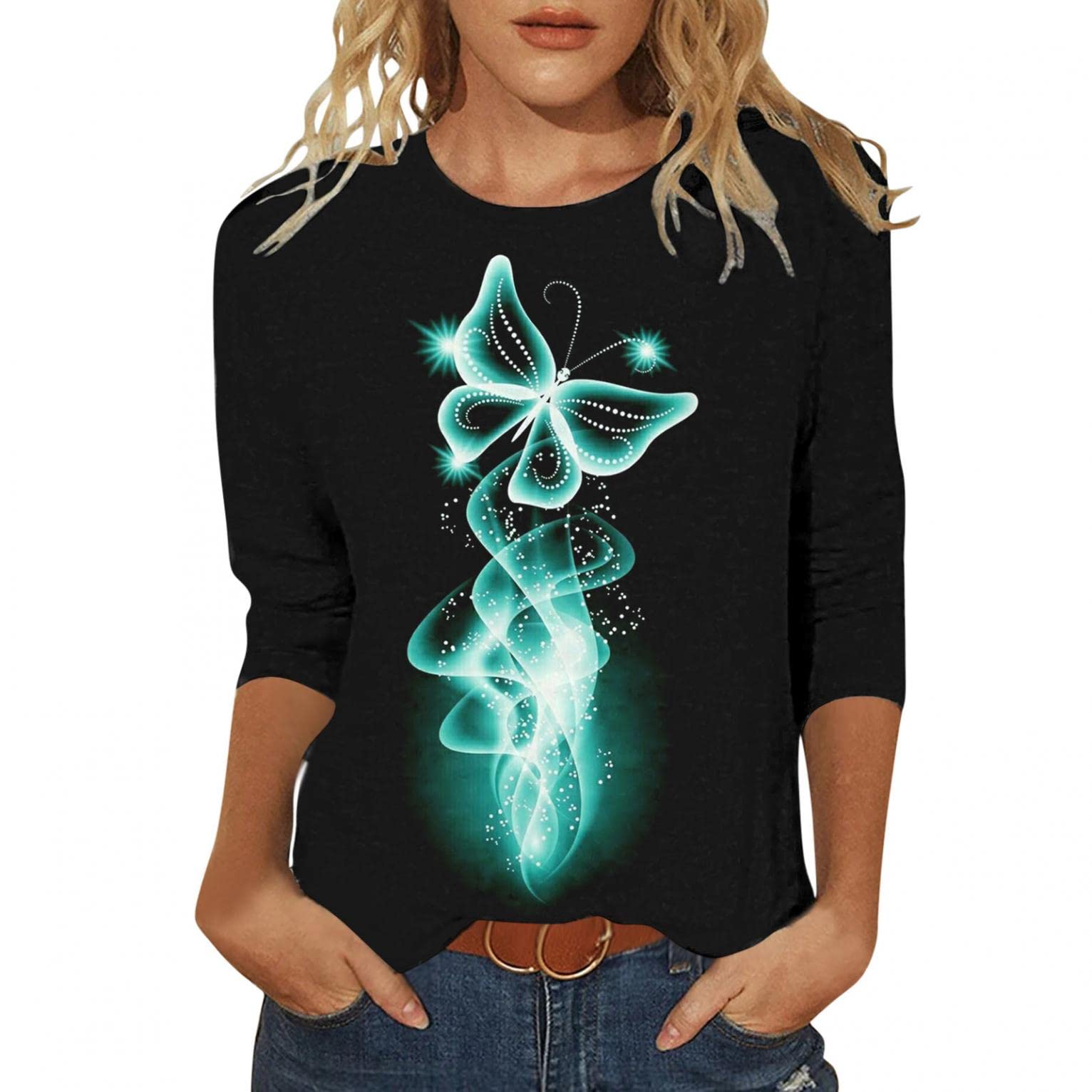 Women's Sexy Casual Long Sleeve Crew Neck Sweatshirt - Soft Printed Loose T-Shirt Top for Everyday Wear, Date Night & Office Outfits