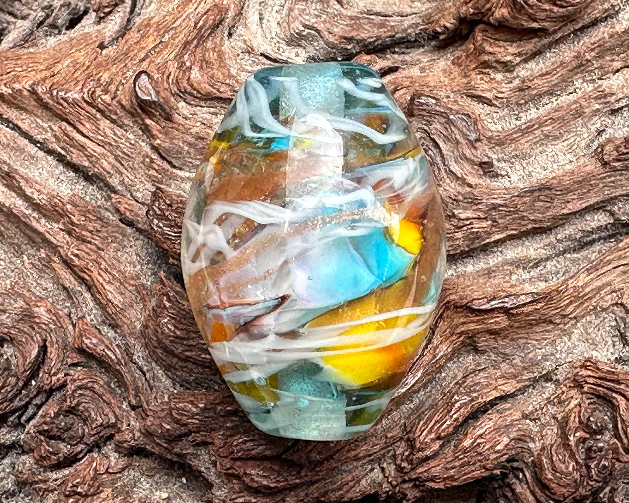 Handmade Sunset Rainbow Lampwork Glass Focal Bead for Jewelry Making - Perfect for Necklaces, Bracelets & DIY Craft Projects