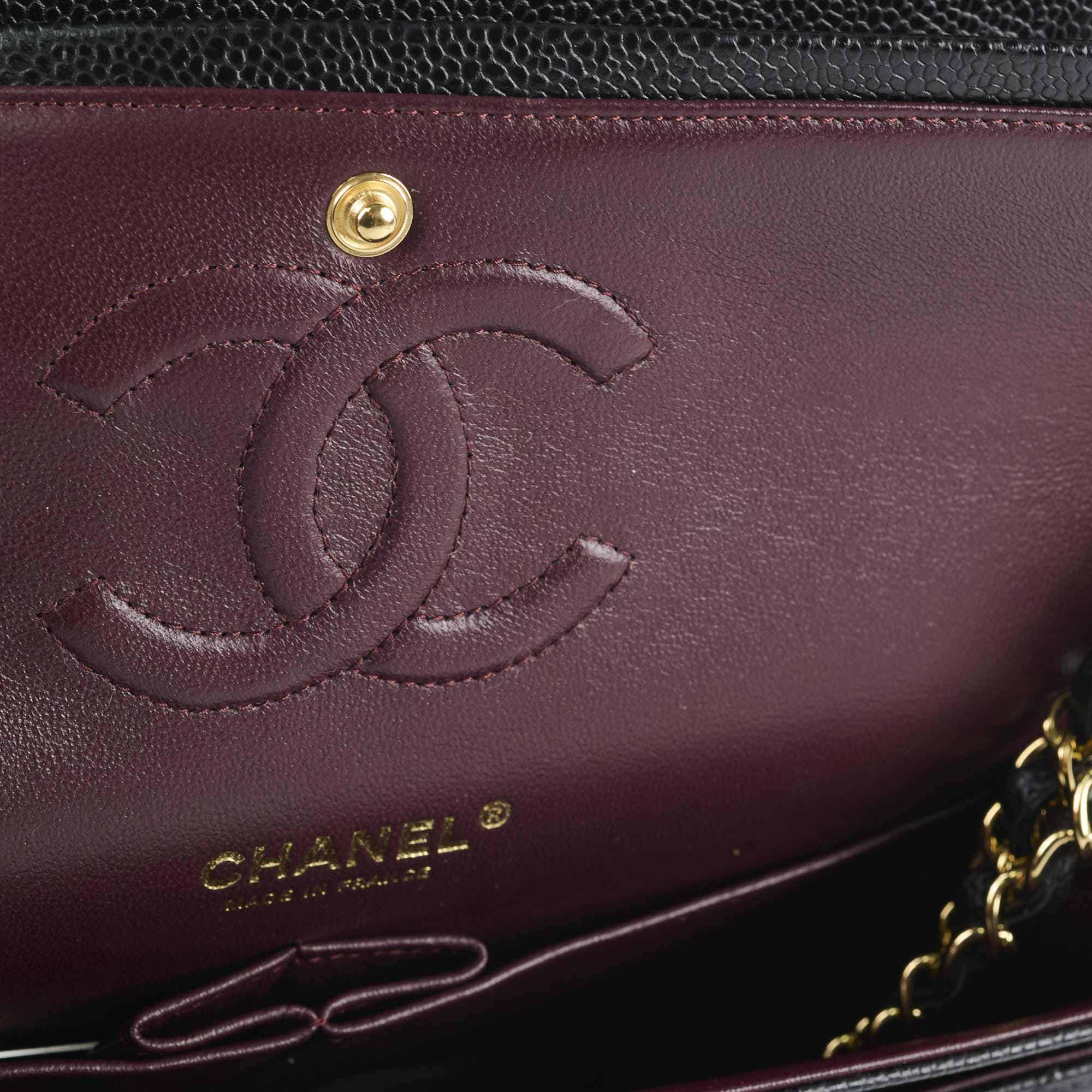 Chanel Medium Classic Flap Bag Black Caviar Leather Gold Hardware 25 Series - Luxury Designer Handbag for Women, Perfect for Parties, Work & Everyday Use