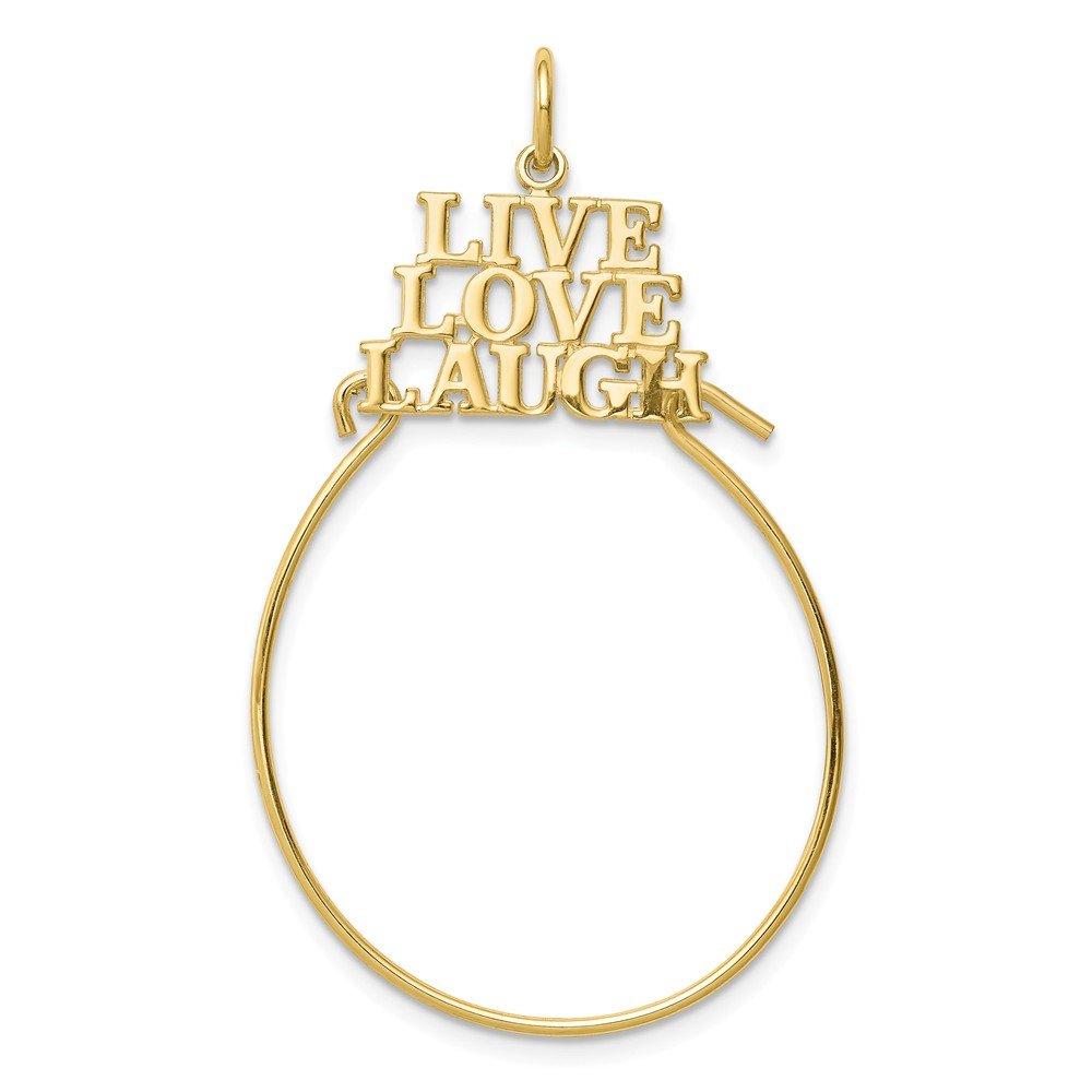 10K Yellow Gold Live Love Laugh Charm Holder Pendant Necklace - Inspirational Jewelry Gift for Women, Best Friends, Sisters - Perfect for Birthdays, Anniversaries & Daily Wear