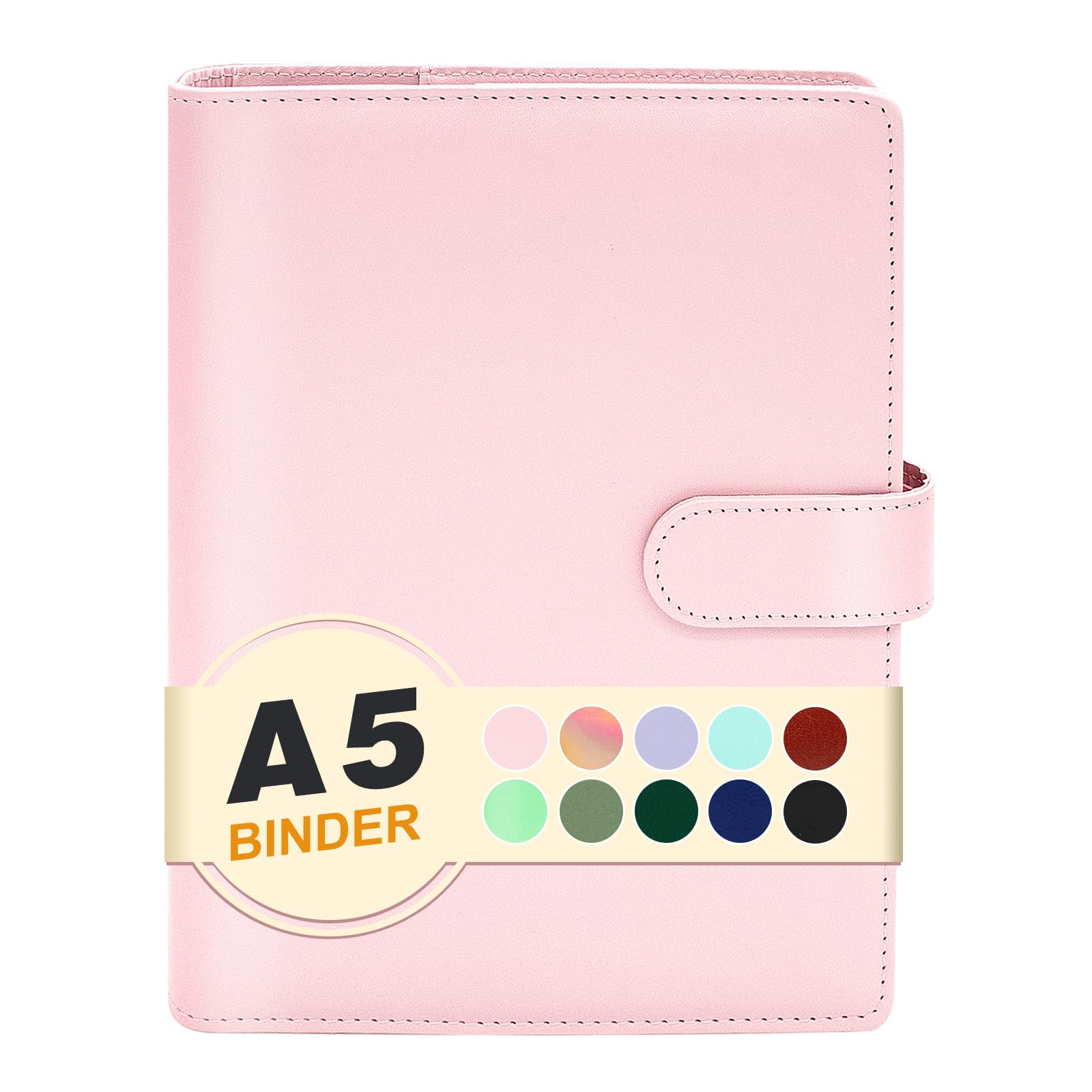 **A5 Budget Binder - Mini Photocard Binder for A5 Filler Paper, Loose Leaf Personal Planner with Magnetic Buckle Closure (Pink) | Perfect for Organizing Receipts, Cards & Planner Pages**
