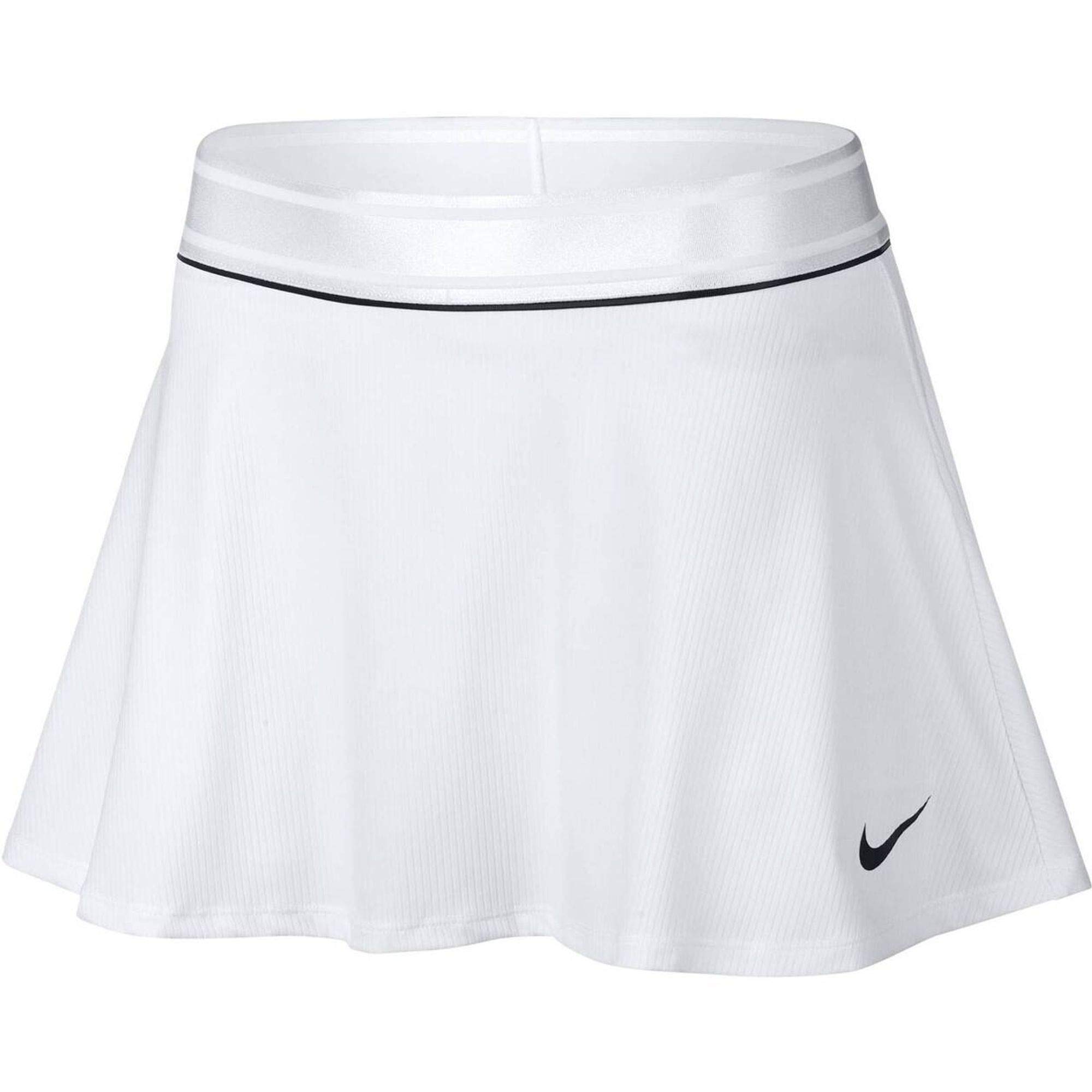 Nike Women's Court Flouncy Tennis Skirt - White & Black (939318-100) - Size Large - Perfect for Tennis, Golf & Casual Wear