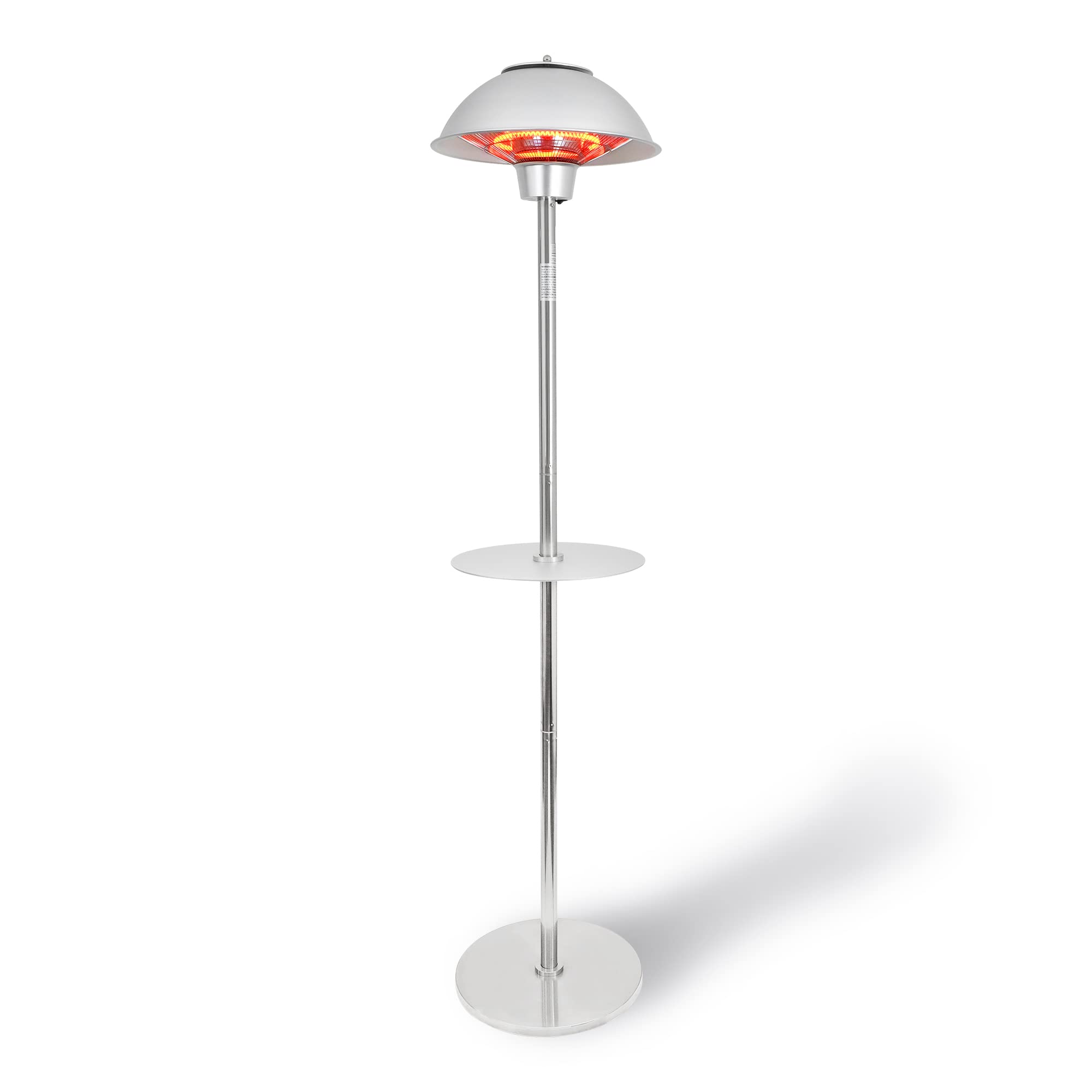 1500W Stainless Steel Electric Patio Heater - Indoor Outdoor Infrared Standing Heater with Table Top | Model PH-90202-SS-AM | Perfect for Backyard, Deck, Restaurant & Patio Warming