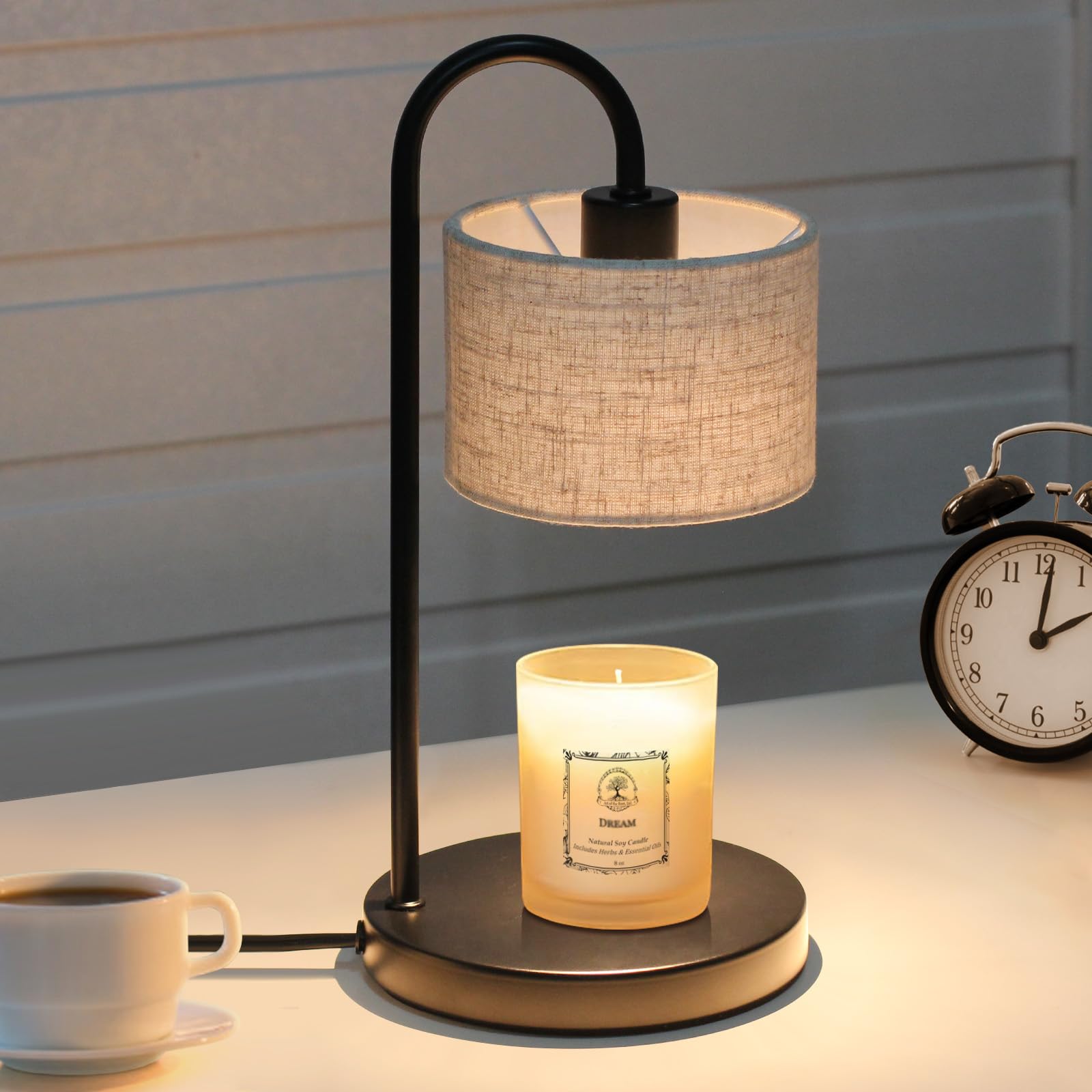Dimmable Candle Warmer Lamp with Timer - Wax Melter for Home Decor, Birthday & Housewarming Gifts - Includes Replacement Bulbs - Compatible with All Candle Sizes - Perfect for Bedroom, Living Room & Relaxation - Linen Scent